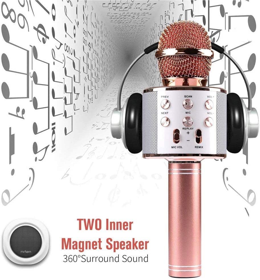 ZWYUAN Wireless Bluetooth Karaoke Microphone with Speaker - Portable Handheld Mic for Kids, Home Parties, Singing, Speech & Meetings | Perfect for Family Gatherings, Travel & Entertainment