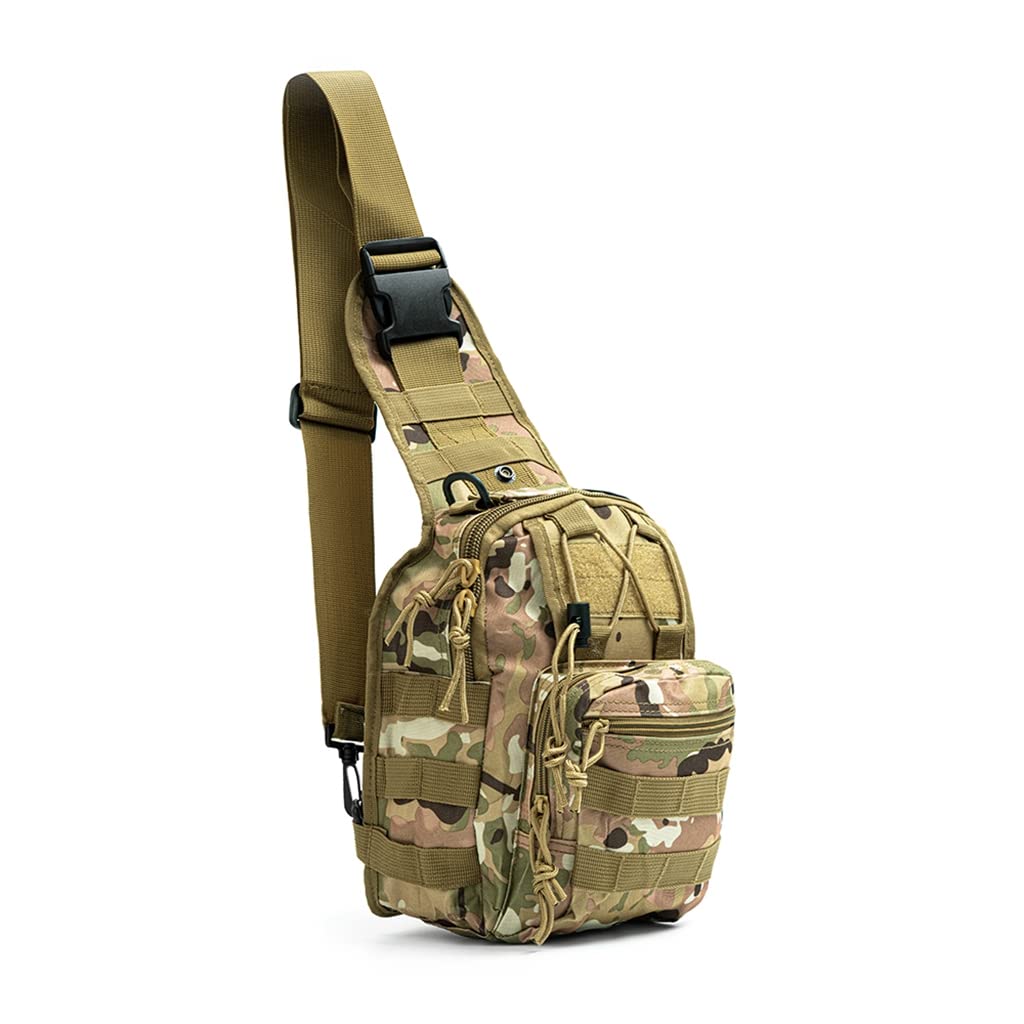 Tactical Backpack - Waterproof Military Crossbody Sling Bag with MOLLE System - Compact Chest Shoulder Pack for Outdoor, Hiking, Range & Everyday Use