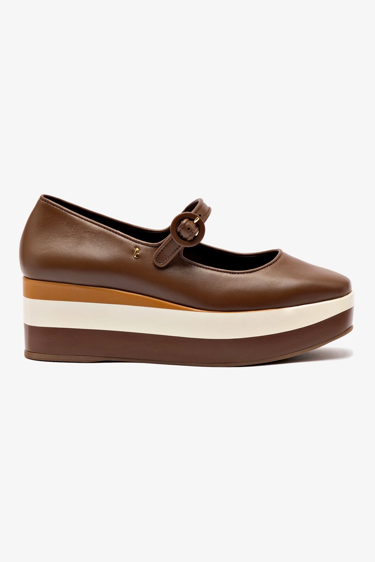 Blair Flatform Sandals in Burnt Umber, Biscuit & Ivory Leather - Comfortable Women's Platform Shoes for Casual Outfits, Summer Wear & Boho Style