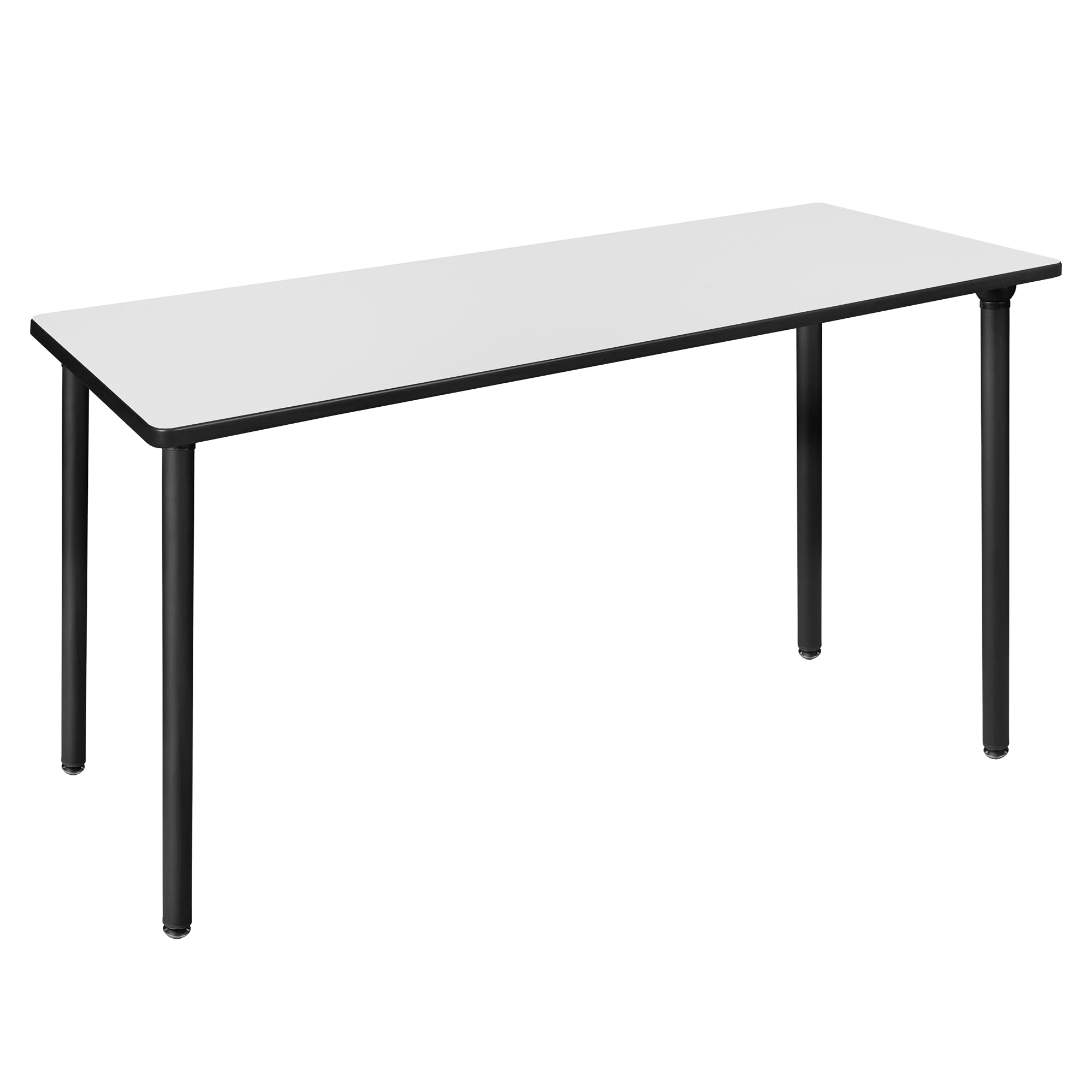 Regency Kee 66 x 24 Inch Foldable Training Seminar Table - White Tabletop with Black Metal Legs | Portable Conference & Meeting Table for Office, Classroom, Events & Home Use