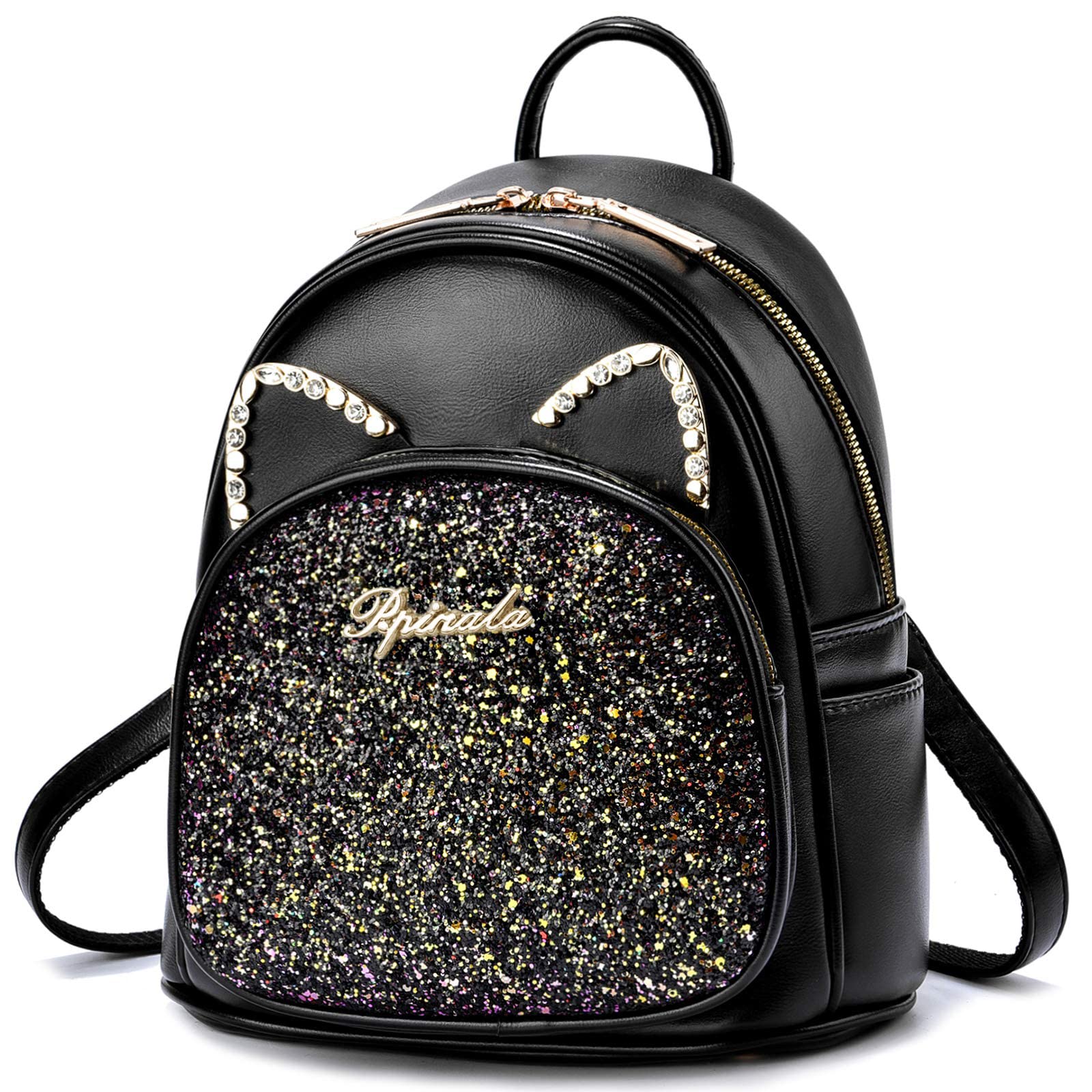 Cute Cat Ears Mini Backpack for Women - Sequin Purse for School & Travel