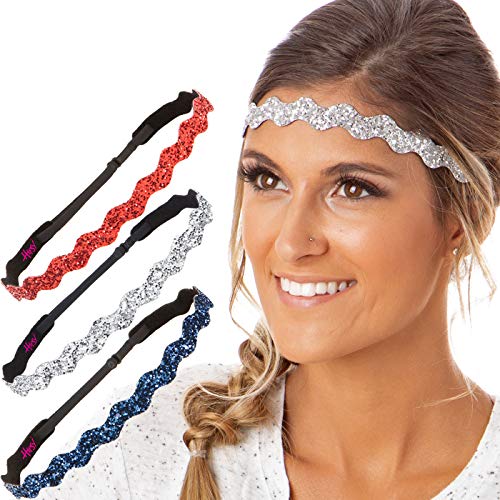 Bling Glitter Wave Navy/Silver/Red