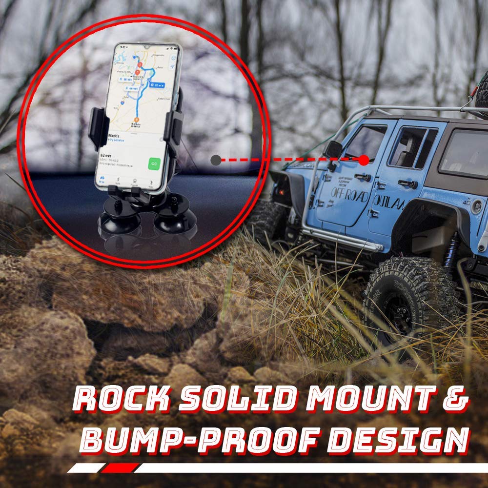 Universal Car Phone Mount Holder with Strong Suction Cup - Compatible with Dashboard & Windshield for Cars, Trucks, Boats, Kayaks - Perfect for GPS Navigation, Fishing & Marine Use