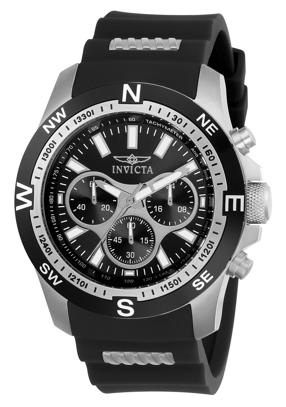 Invicta Men's I-Force Black Stainless Steel Quartz Watch with Silicone Strap - 24mm Water Resistant Sports Watch for Gym, Running & Outdoor Activities (Model: 22679)