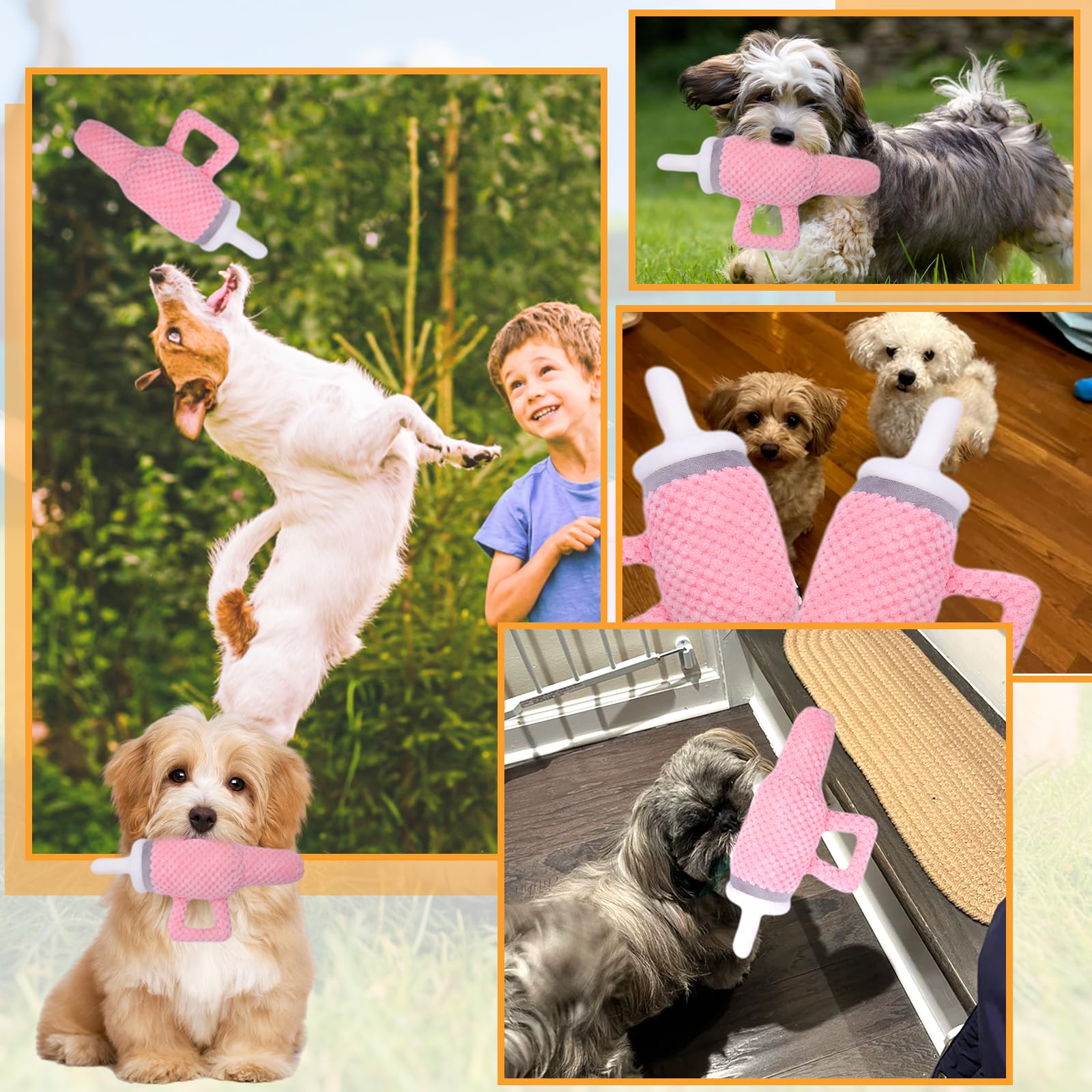 Palksky Cute Pink Tumbler with Handle - Interactive Dog Chew Toy for Aggressive Chewers, Durable Plush No Mess Chew & Play Toy, Perfect for Stanley Cup Fans - Fun Gift for Girl Dogs & Puppies (Great for Indoor Play, Outdoor Adventures & Travel)