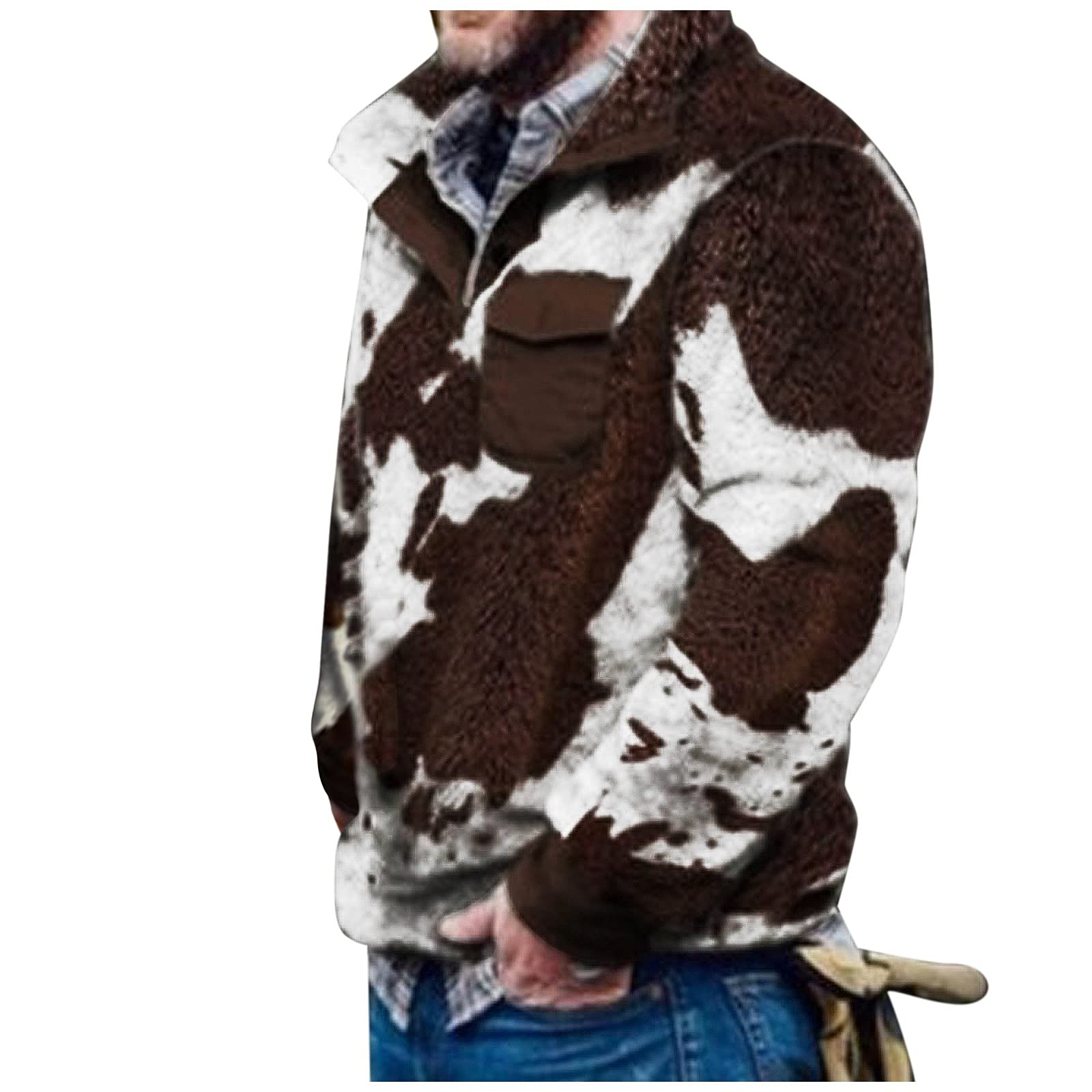 Men's Color Block Plush Pullover Sweater with Turtleneck & Button Detail - Cozy Winter Wear for Casual Outings & Office Attire