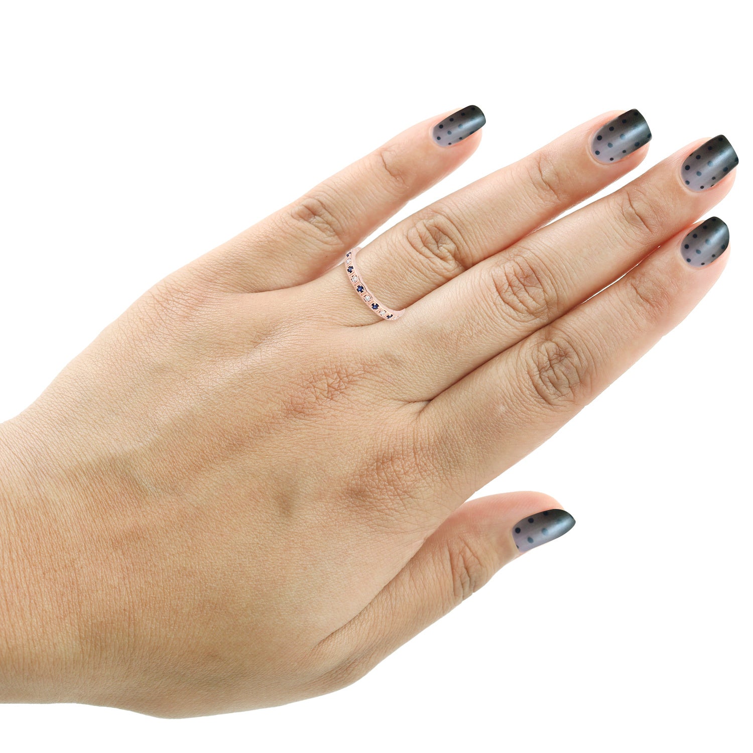 Blue Sapphire Gemstone Diamond Prong Ring in Rose Gold - Elegant Wedding Band, Anniversary Gift for Her, Perfect for Engagement & Special Occasions