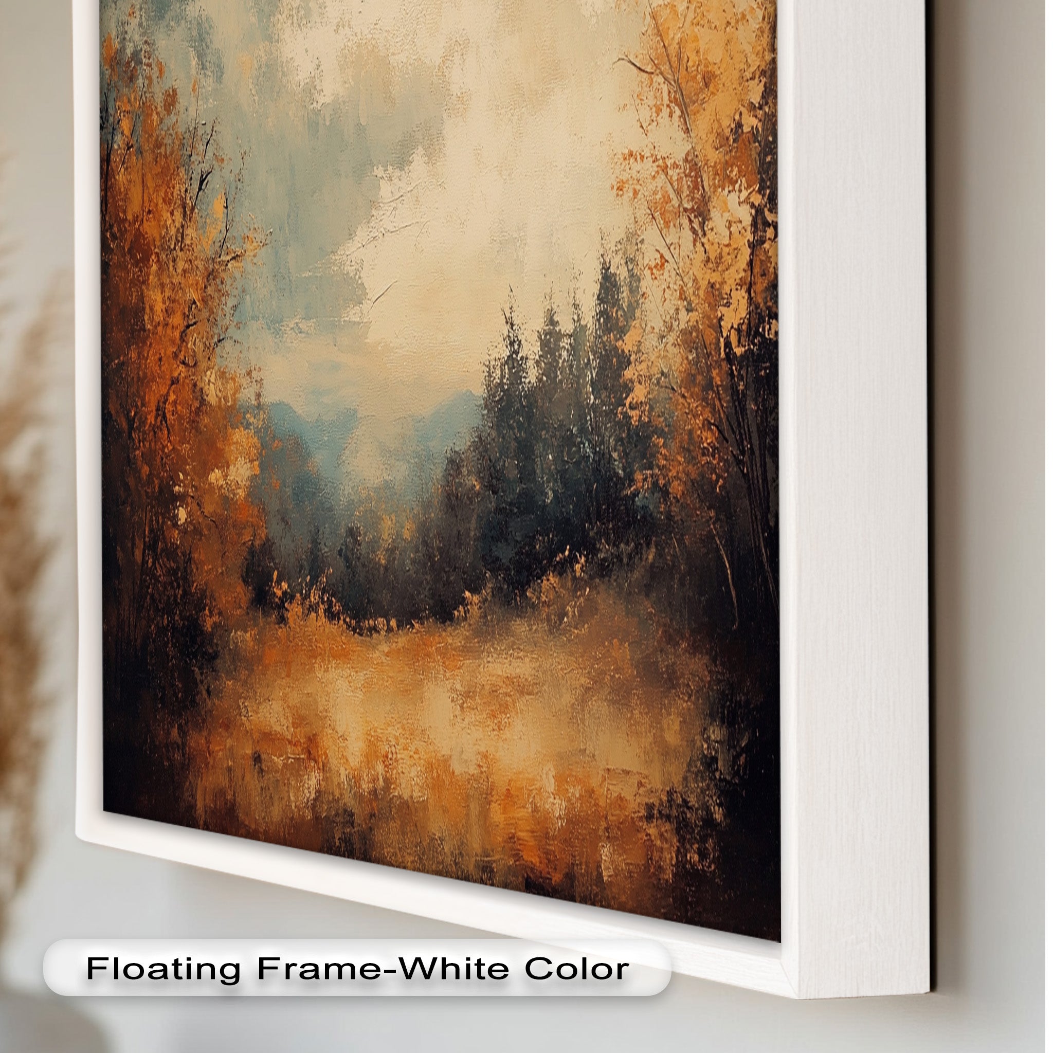 Autumn Forest Landscape Framed Oil Painting - Handmade Canvas Art for Living Room, Bedroom & Office Decor