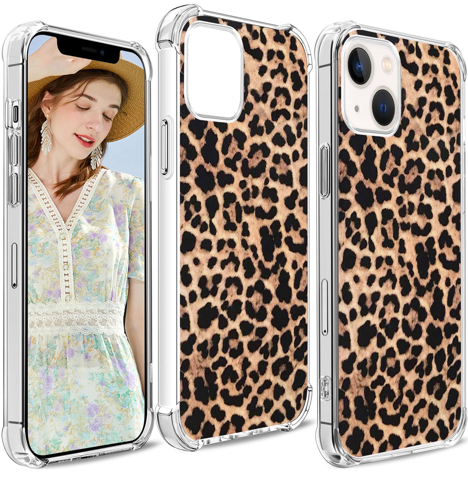 iPhone 13 Mini Case - Leopard Cheetah Print Protective Cover [Shockproof & Durable] Magsafe Compatible - Fashionable Black Brown Animal Print for Women & Girls - Perfect for Daily Use & Outdoor Activities