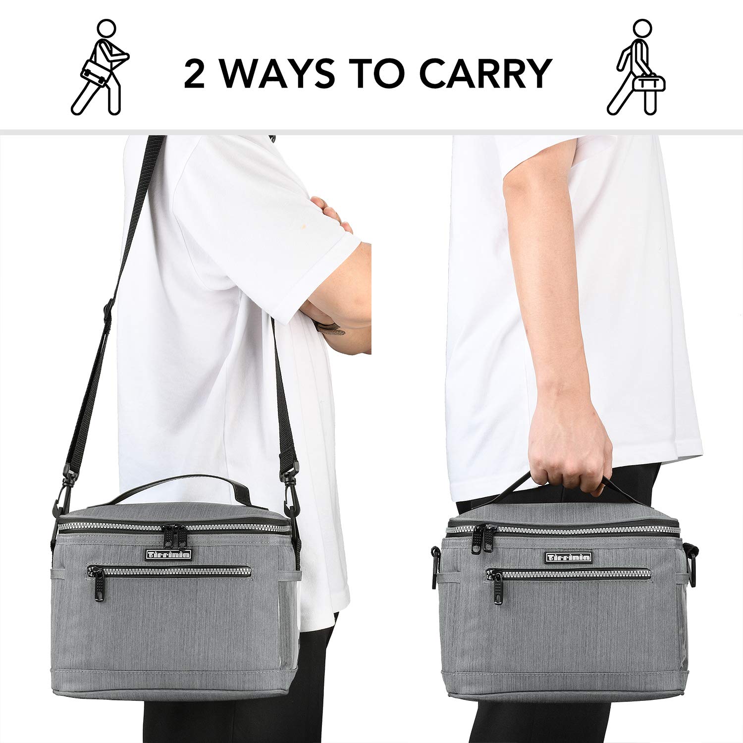 Tirrinia Insulated Lunch Bag for Women & Men - Leakproof Thermal Reusable Lunch Box Tote - Office Work Lunch Cooler - Light Grey - Perfect for Work, School & Picnics