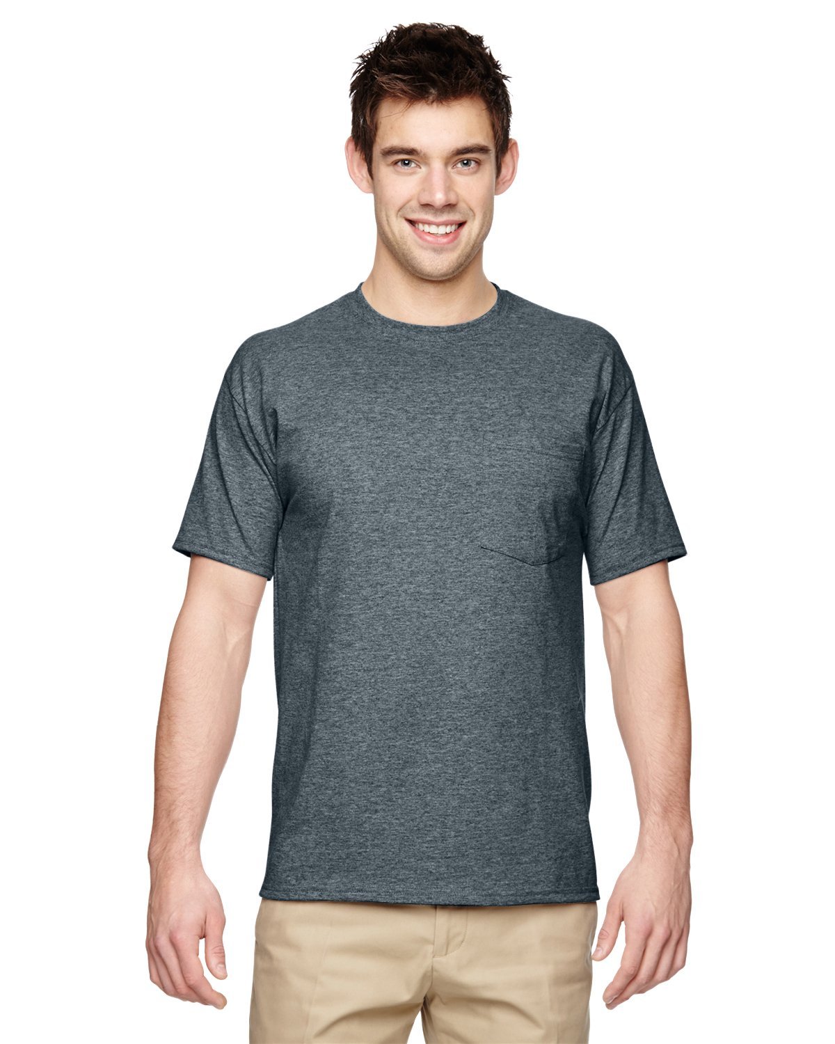 5.6 oz. 50/50 Heavyweight Blend Pocket T-Shirt - Comfortable & Durable Cotton Polyester Tee for Casual Wear, Work & Everyday Use