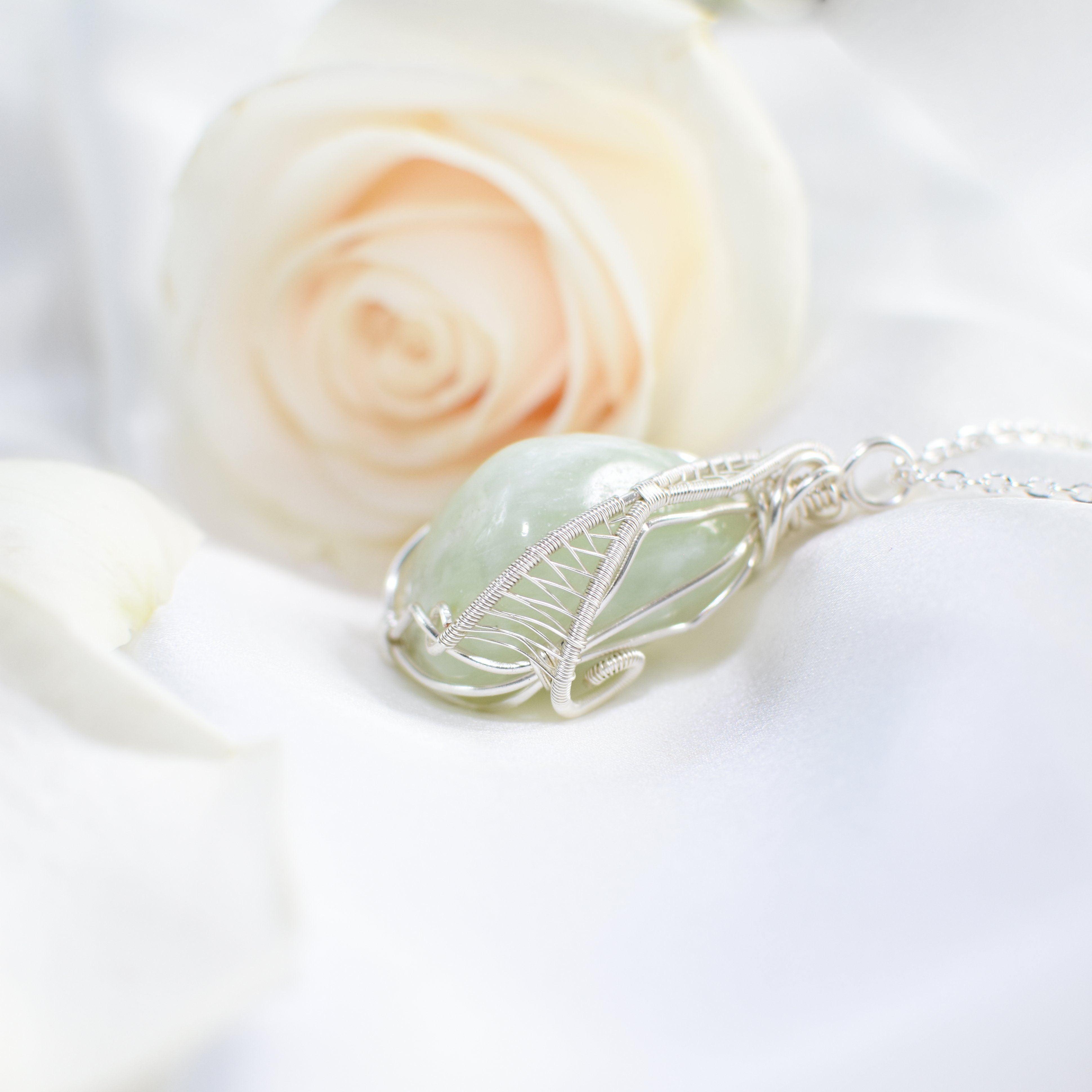Light Green Jade Pendant Necklace - Sterling Silver Plated Jewelry for Women | Elegant Gift for Birthday, Anniversary & Special Occasions