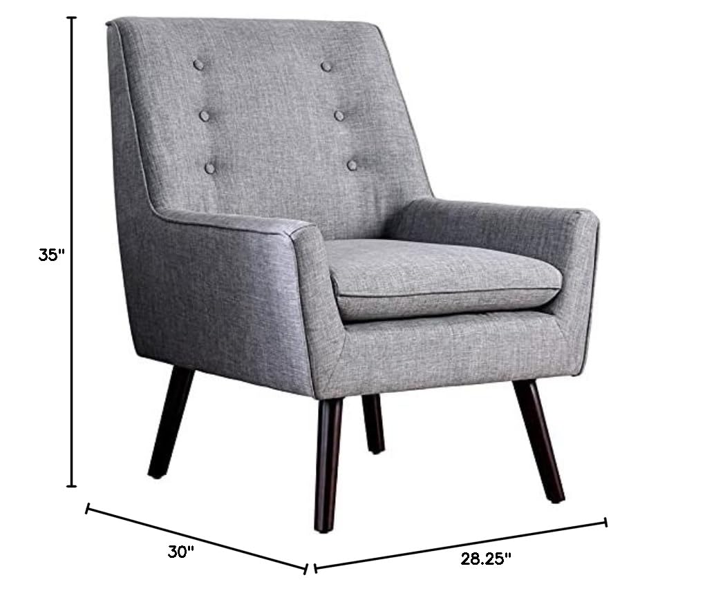 Mid-Century Modern Light Gray Fabric Tufted Accent Chair by Furniture of America - Perfect for Living Room, Bedroom & Home Office Decor