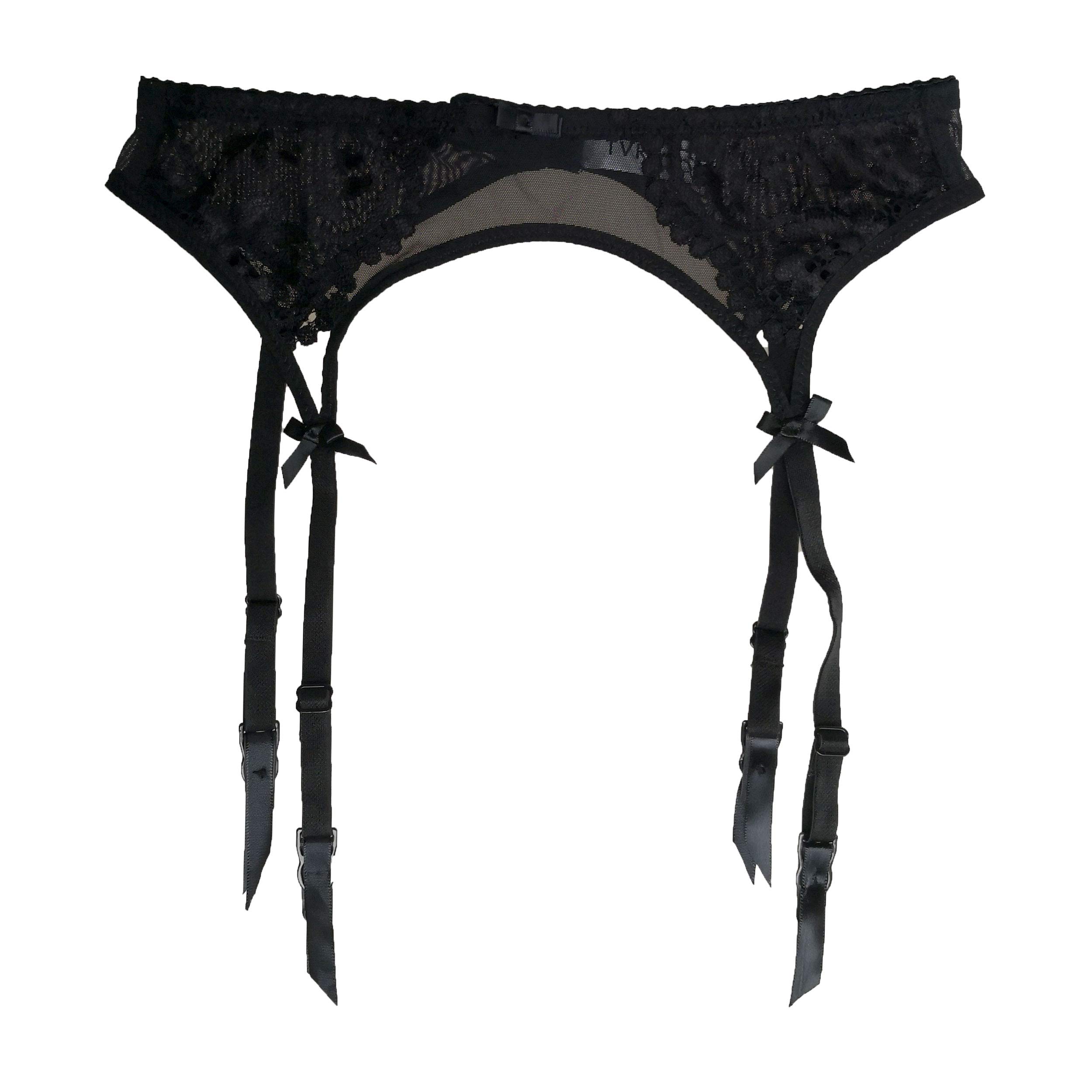 TVRtyle Women's Black Metal Clip Garter Belt for Stockings S512 - Perfect for Lingerie, Bridal, and Boudoir Photography