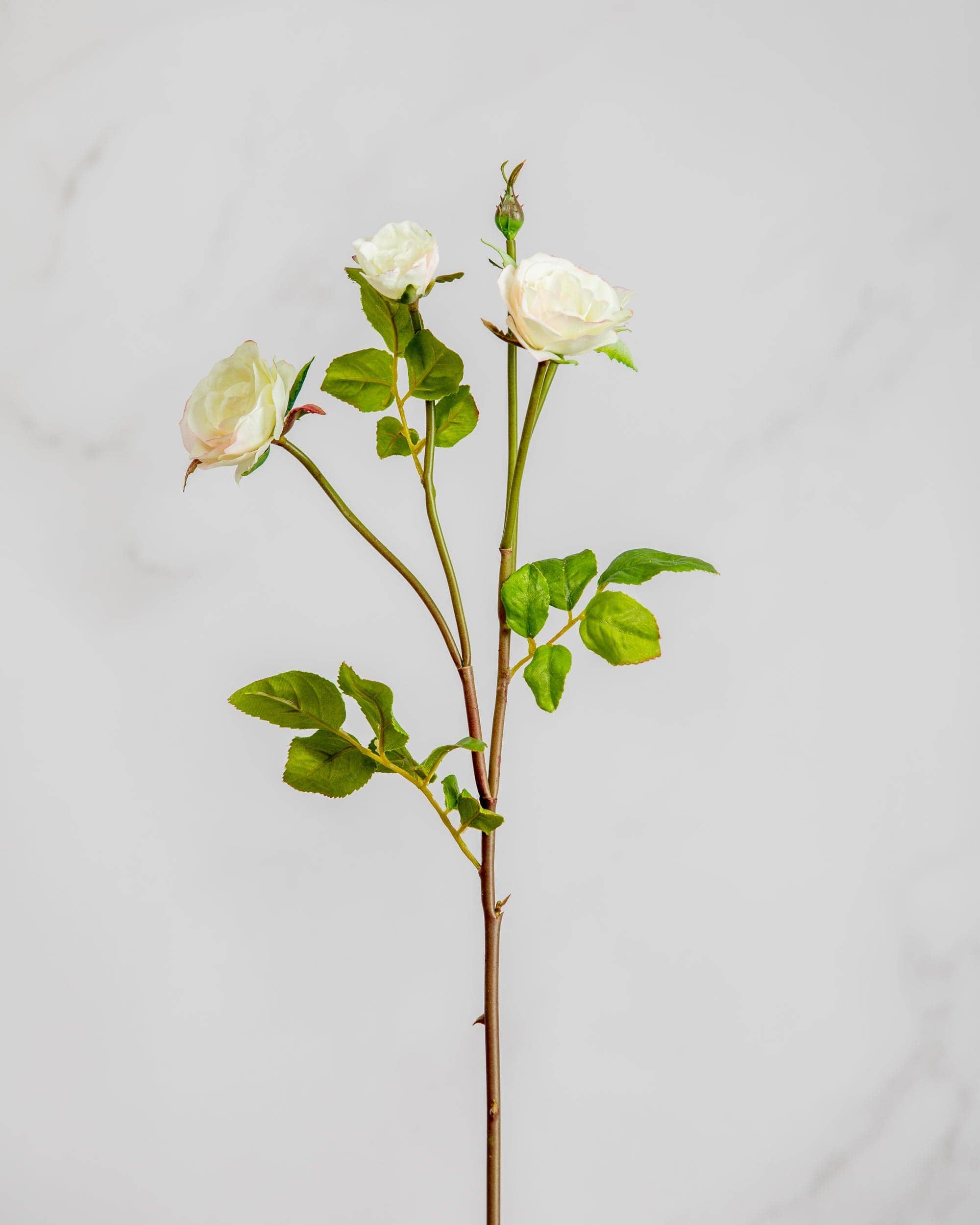 Artificial White Floribunda Rose Spray 19