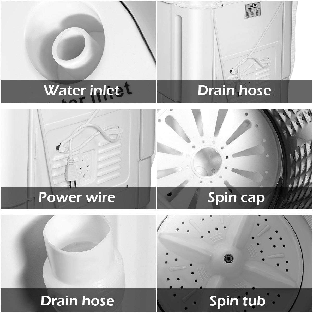FUTADA Washing Machine - Compact Laundry Machine for Small Spaces, Gray | Portable Washer for Apartments, RVs & Dorm Rooms