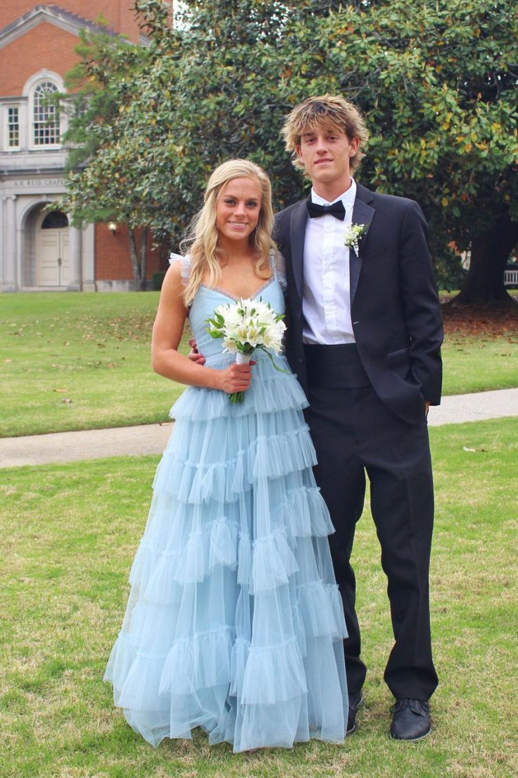 Elegant A-Line Blue Ruffle Tiered Tulle Prom Dress J6101 - Perfect for Homecoming, Formal Dances & Special Occasions
