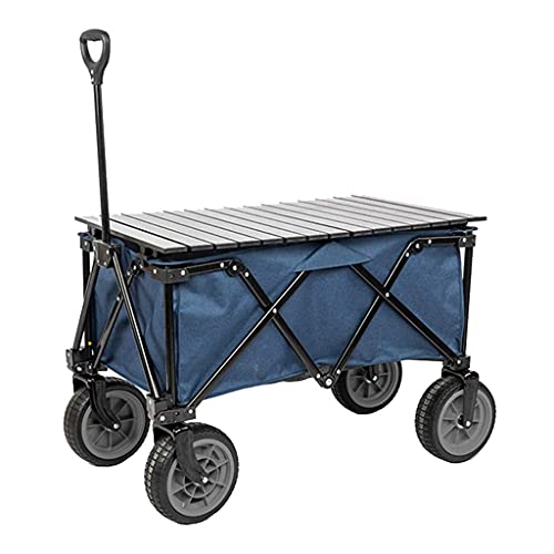 Heavy Duty Folding Utility Wagon Cart - 120KG/265lbs Capacity Outdoor Garden Trolley with Wheels, Portable Rolling Shopping Cart for Beach, Picnic, Camping, Grocery & Home Use