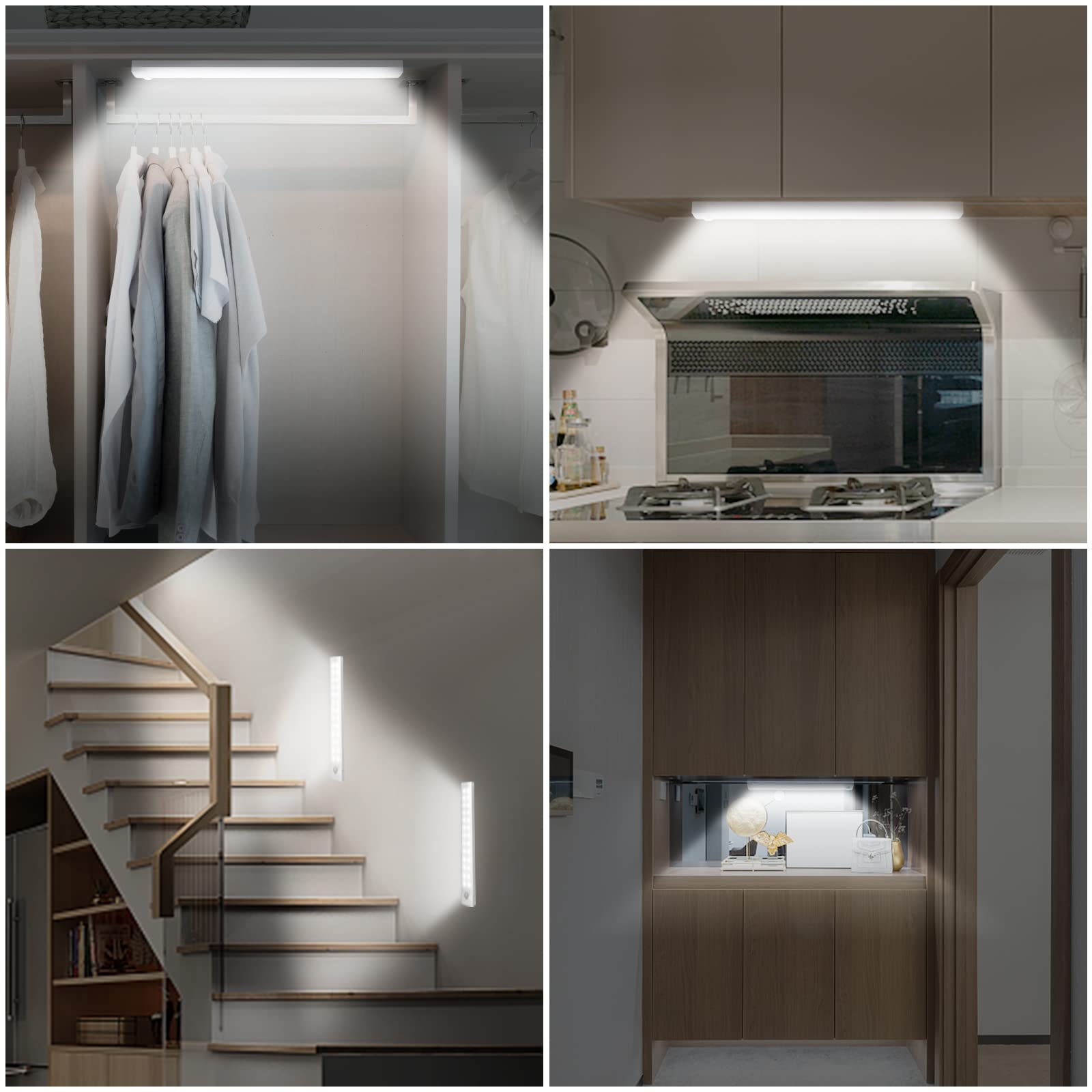 Tailcas Indoor Motion Sensor Light - USB Rechargeable Dimmable Cabinet Lighting for Kitchen, Stairs, Hallway & Nursery | Night Light for Kids, Closets & Dark Spaces