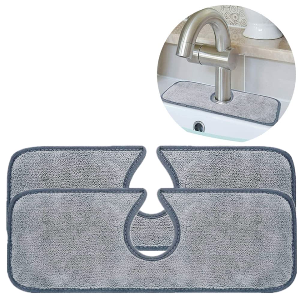 2-Pack Reusable Microfiber Faucet Splash Guard Mats - 15