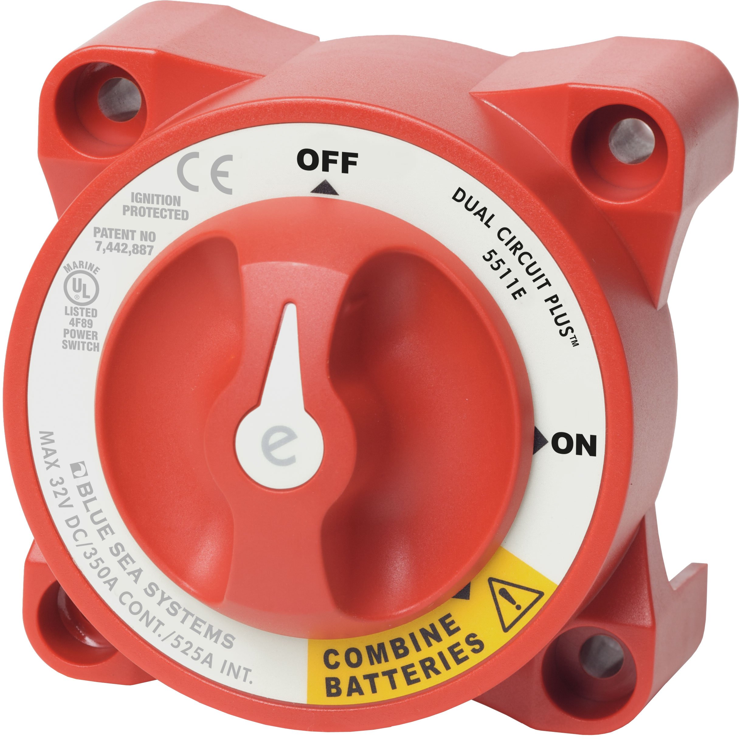 Blue Sea 5511e e-Series Dual Circuit Plus Battery Switch - Marine & RV Battery Isolator for Boats, Yachts, Campers - Heavy Duty Battery Disconnect Switch for Dual Battery Systems (Perfect for Marine, Automotive & Off-Grid Power Applications)