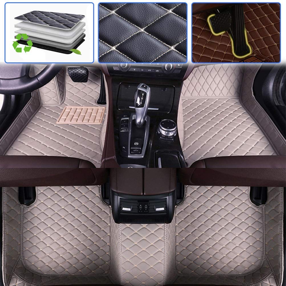 Premium Custom Car Floor Mats for Dodge Avenger 2008-2014 - Luxury Leather, Waterproof, Anti-Skid Full Coverage Liners (Front & Rear Set) - Black/Gray - Perfect for Daily Commuting & Road Trips
