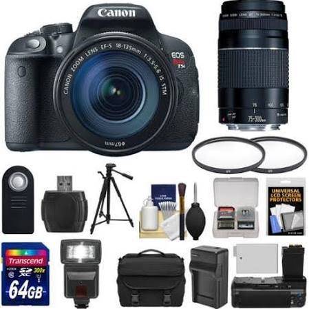 Canon EOS Rebel T5i / 800D & T7i Digital SLR Camera Bundle with EF-S 18-135mm IS STM Lens + 75-300mm III Lens Kit - Perfect for Travel Photography, Portrait Shoots & Wildlife Photography