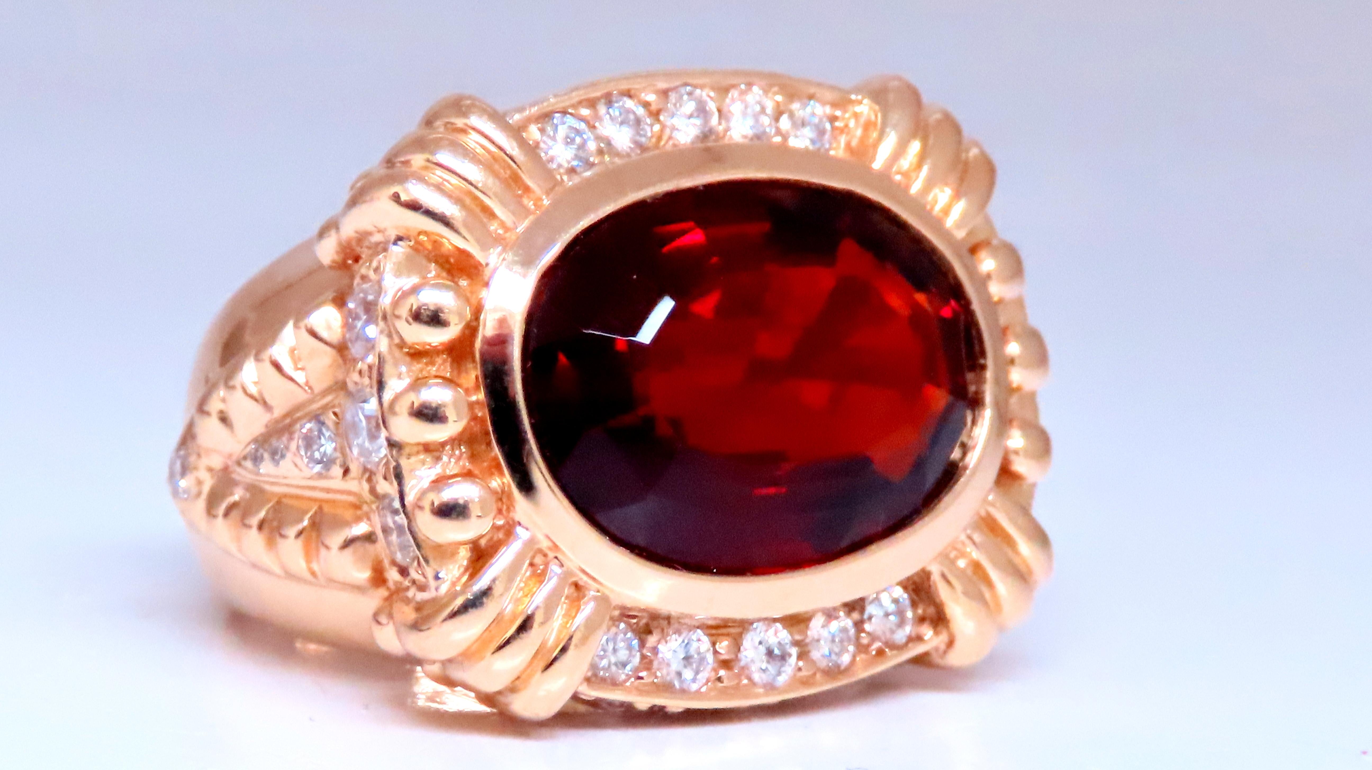 Natural Spessartite Garnet Diamond Ring - 14K Gold Beaded Gothic Stud Earrings for Women | Perfect for Evening Wear, Parties & Special Occasions