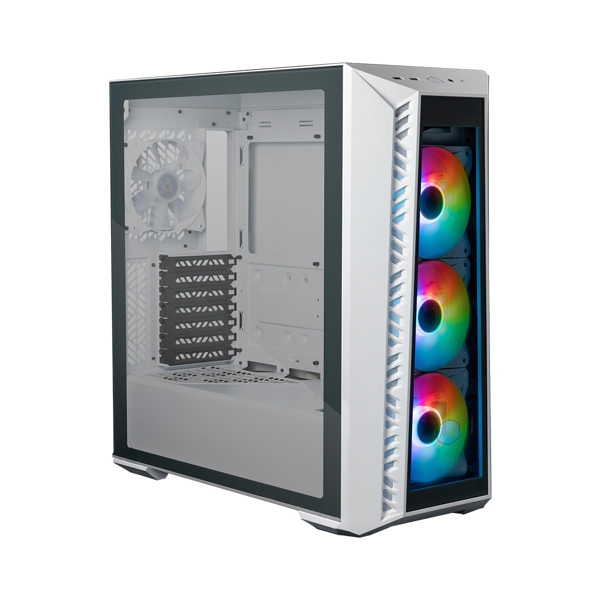 Cooler Master MasterBox 520 Mid-Tower ATX PC Case - 4 Pre-Installed ARGB Fans, Tempered Glass Front & Side Panel, Multiple Airflow Configurations, ARGB Controller (White) - Perfect for Gaming PC Builds & Workstation Setups