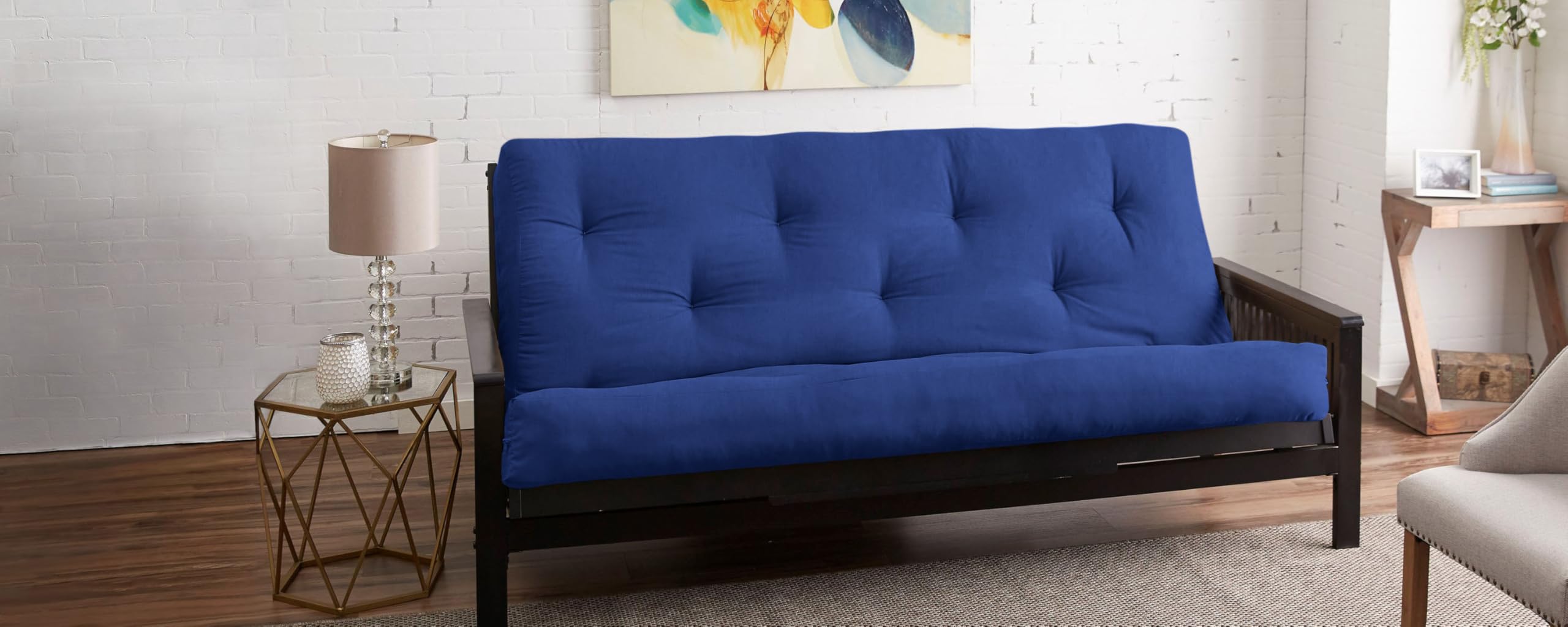 10-inch Poly Solid Queen Futon Mattress in Royal Blue - Comfortable & Durable for Guest Rooms, Dorms, and Small Spaces