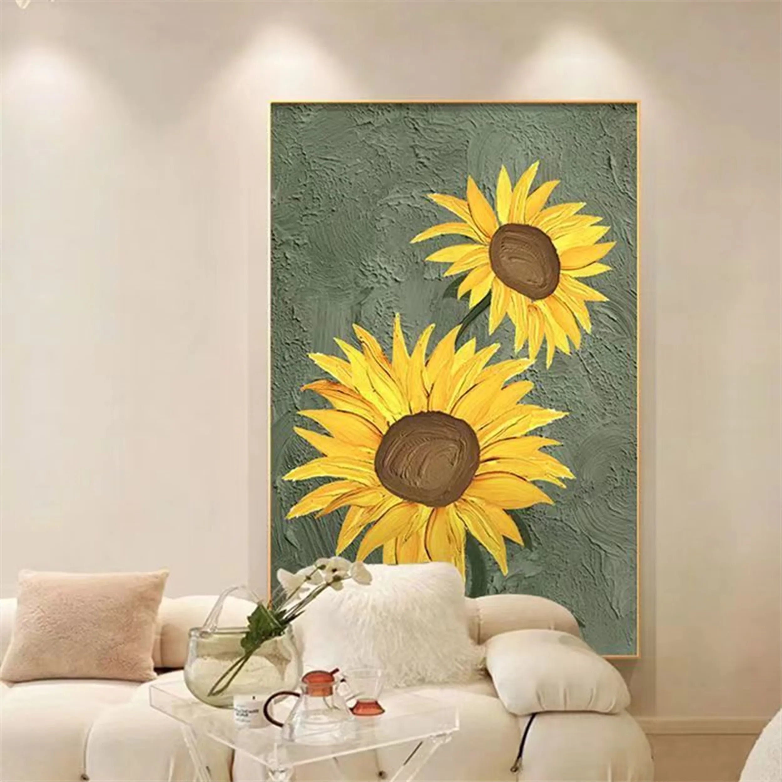 Flower and Tree Painting #FT 088 - Handmade Canvas Wall Art for Home Decor, Living Room, Bedroom & Office