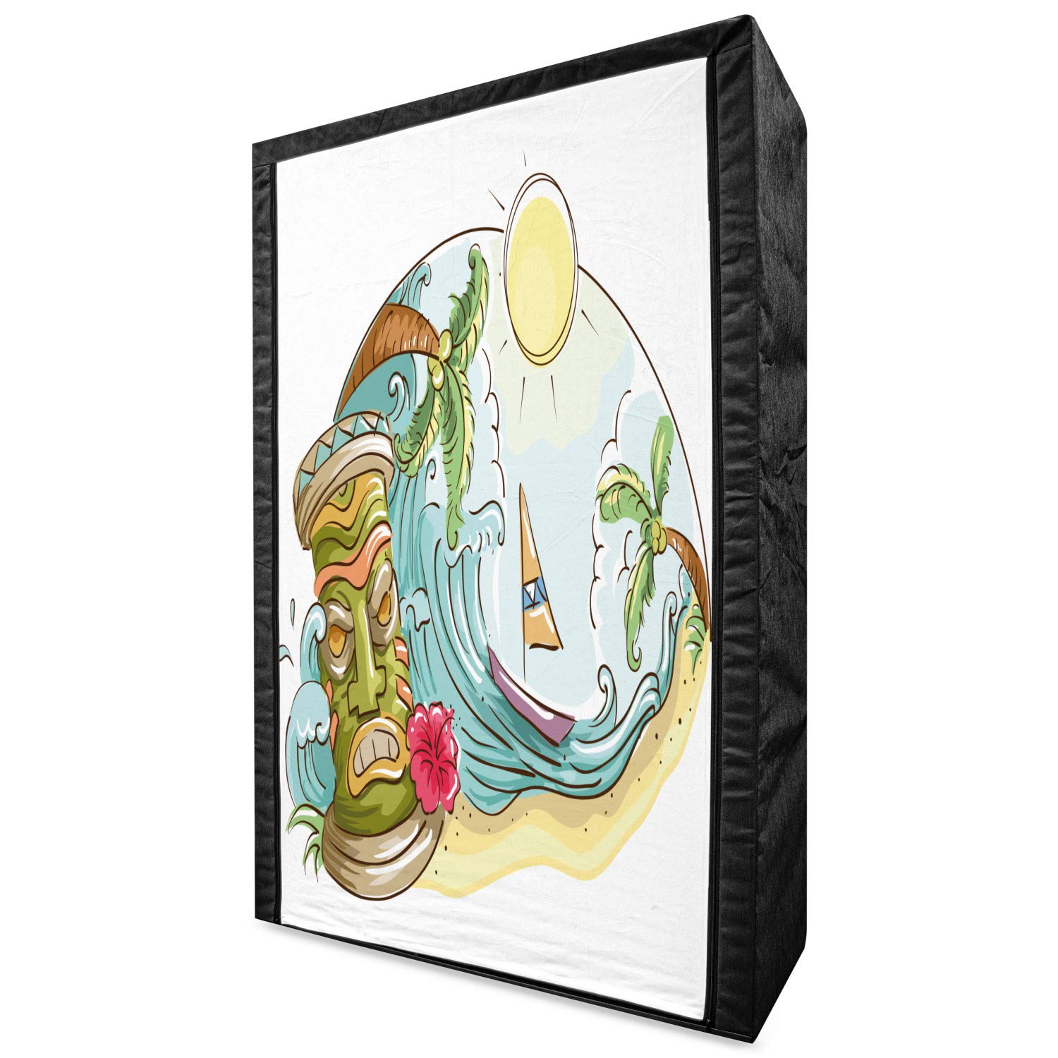 Ambesonne Portable Fabric Wardrobe with Circular Frame - Tropical Beach Themed Print, 42.5