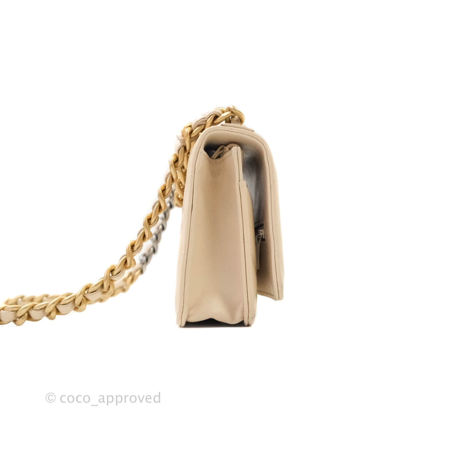 Chanel 19 Quilted Wallet on Chain WOC in Beige Goatskin with Mixed Hardware - Luxury Crossbody Bag for Women, Perfect for Evening Events & Daily Use