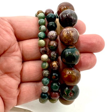 Ocean Jasper Bracelet for Women - Natural Stone Beaded Healing Jewelry for Stress Relief & Positive Energy - Perfect for Meditation, Yoga & Spiritual Gifts