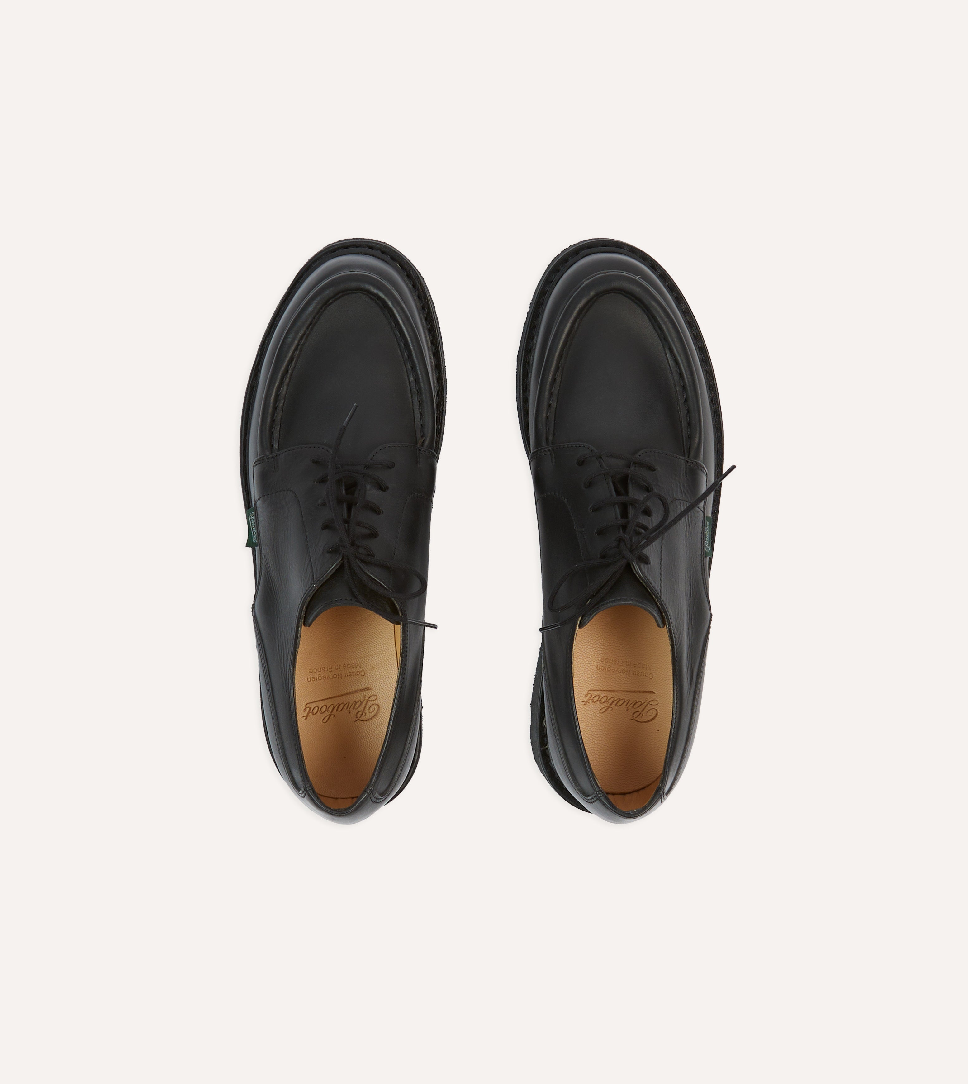 Paraboot Villandry Men's Derby Shoes - Premium Noir Calf Leather - Classic Formal & Casual Footwear for Work, Office, and Special Occasions