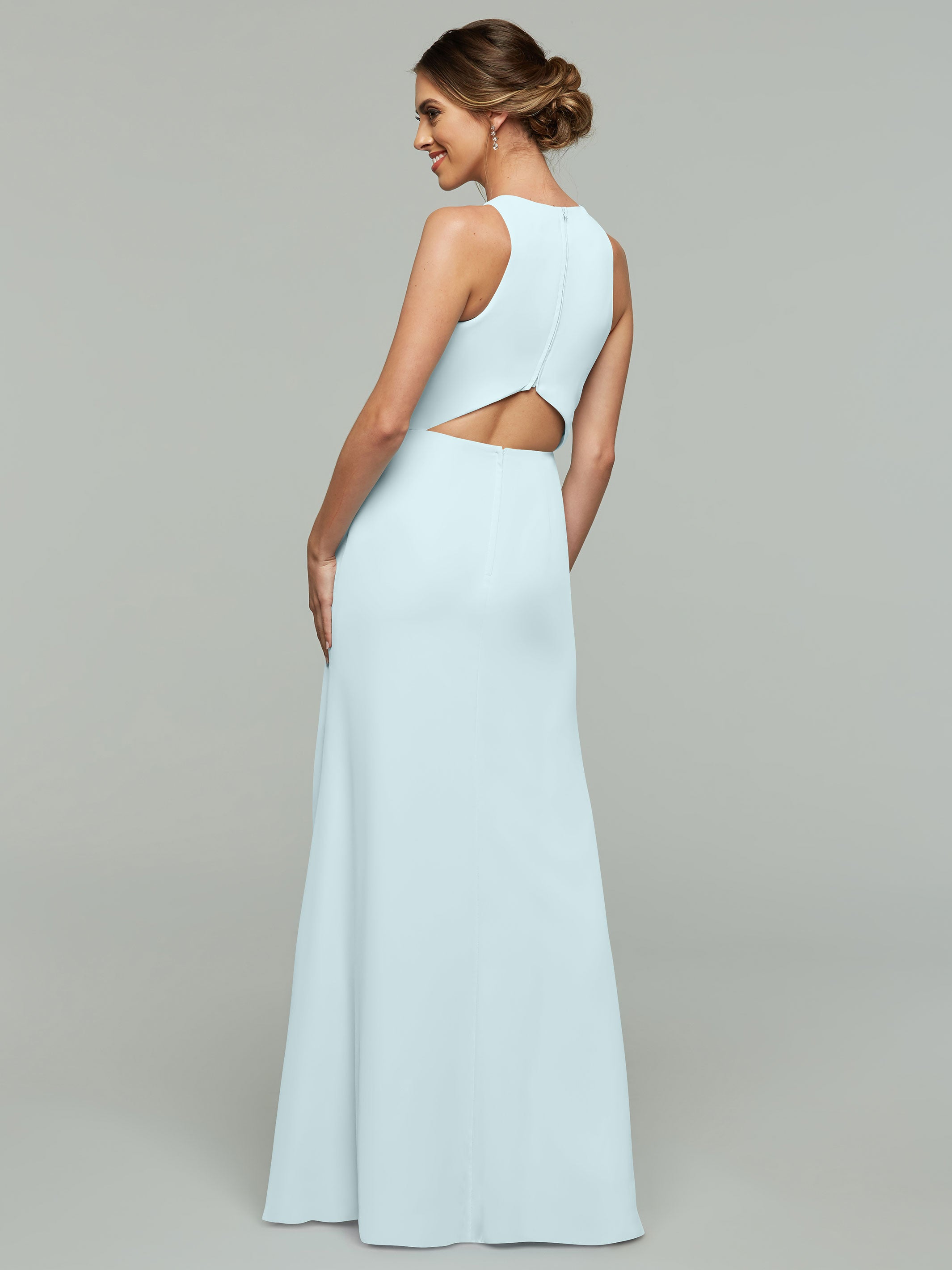 Elegant 80175 Chiffon A-Line Bridesmaid Dress with Plunging Halter Neckline - Perfect for Weddings, Formal Events & Special Occasions