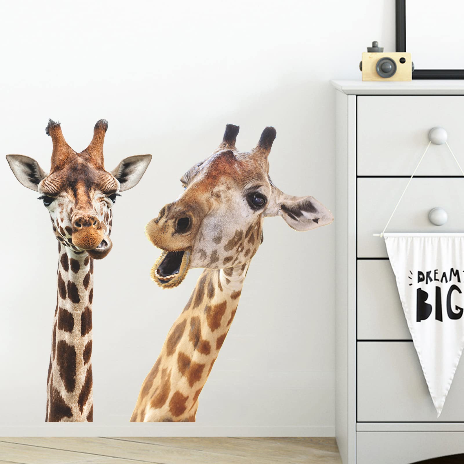 Adorable Giraffe Wall Decals - 2 Pack Peel & Stick Animal Wall Art for Nursery, Kids Room, Classroom & Living Room Decor - Perfect for Baby Shower Gifts & Playroom Wall Stickers