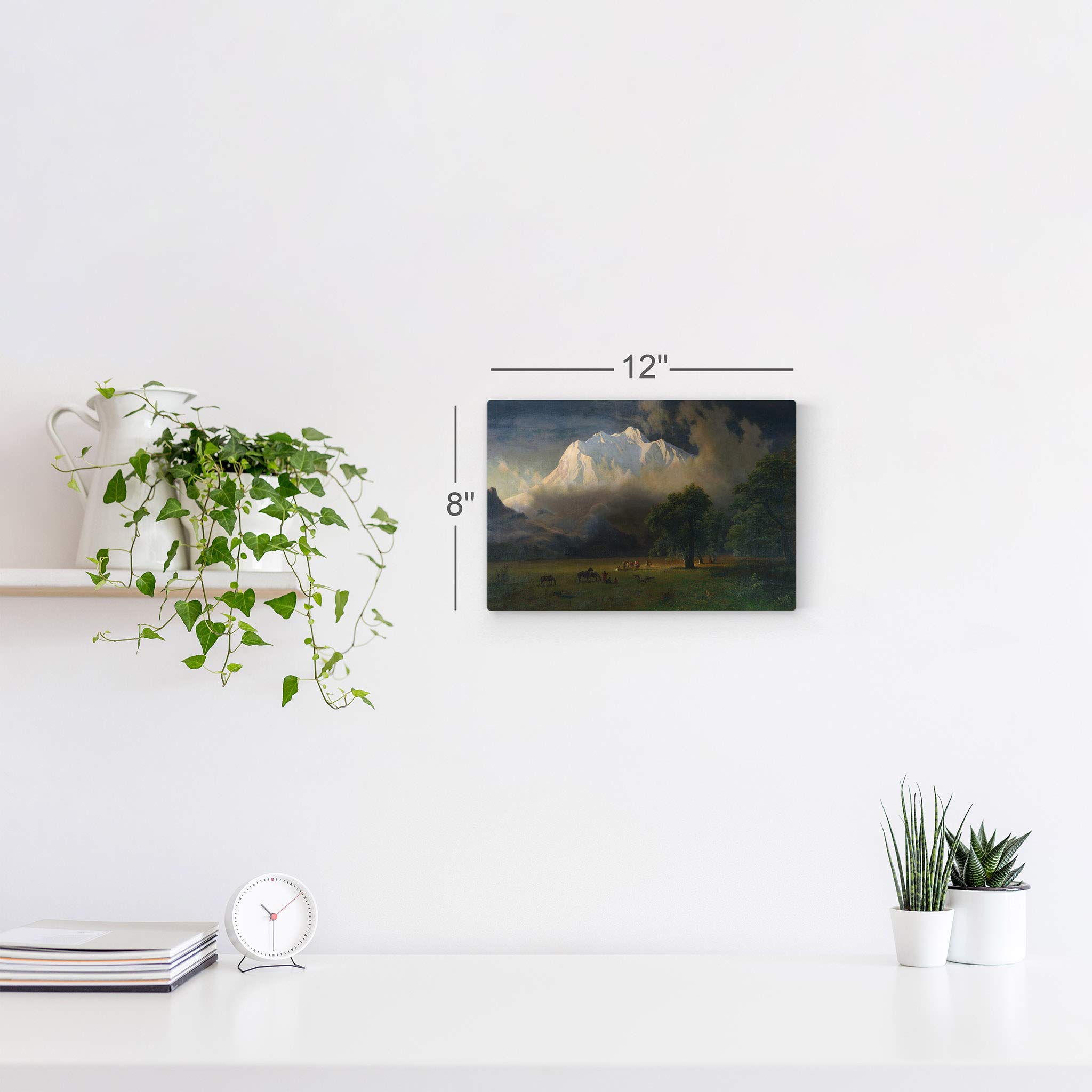 Albert Bierstadt Mount Adams Washington Classic Art Metal Wall Print - 16x24 Oil Painting Reproduction Home Decor - Ready to Hang Made in USA | Living Room, Bedroom, Office Wall Art