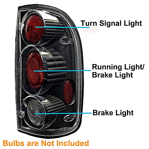 ROXX Black Housing Clear Lens Altezza Tail Light Assembly Pair for 2001-2004 Toyota Tacoma - Replacement for Driver & Passenger Side - Enhances Style & Night Visibility for Off-Road & City Driving