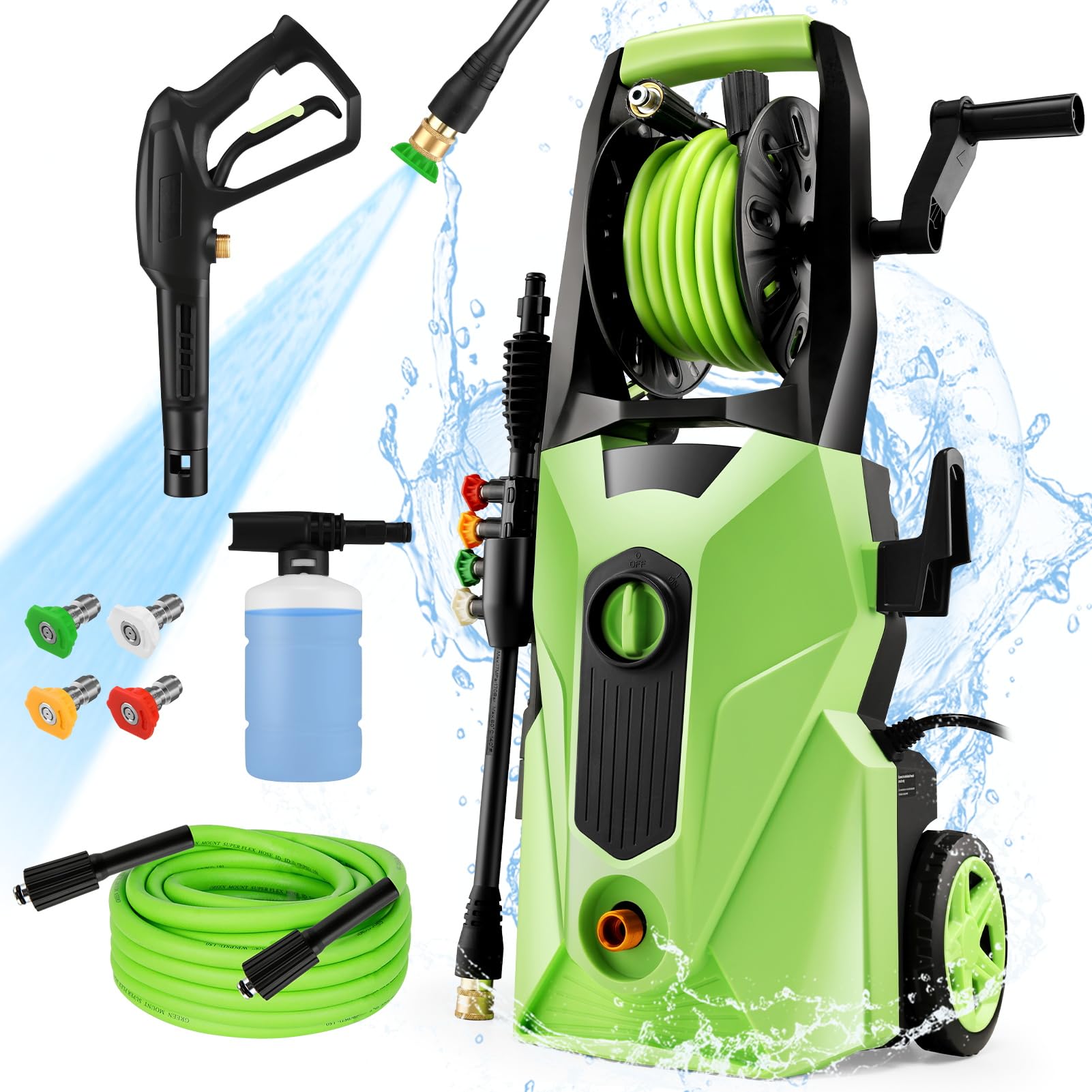 Homdox 5000 1800W Electric Power Washer - High Pressure Cleaner Machine with Adjustable Nozzle & Foam Cannon - Perfect for Home, Car, Driveway, Patio & Outdoor Cleaning | Powerful 1800W Motor for Deep Cleaning Tasks