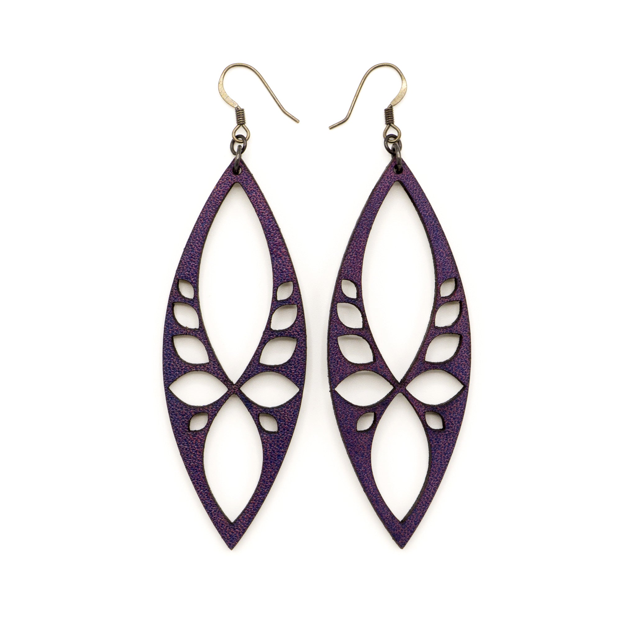 Terrabyte 05 - Stylish Purple Leather Earrings for Women | Handmade Boho Chic Jewelry | Perfect for Parties, Weddings & Everyday Wear