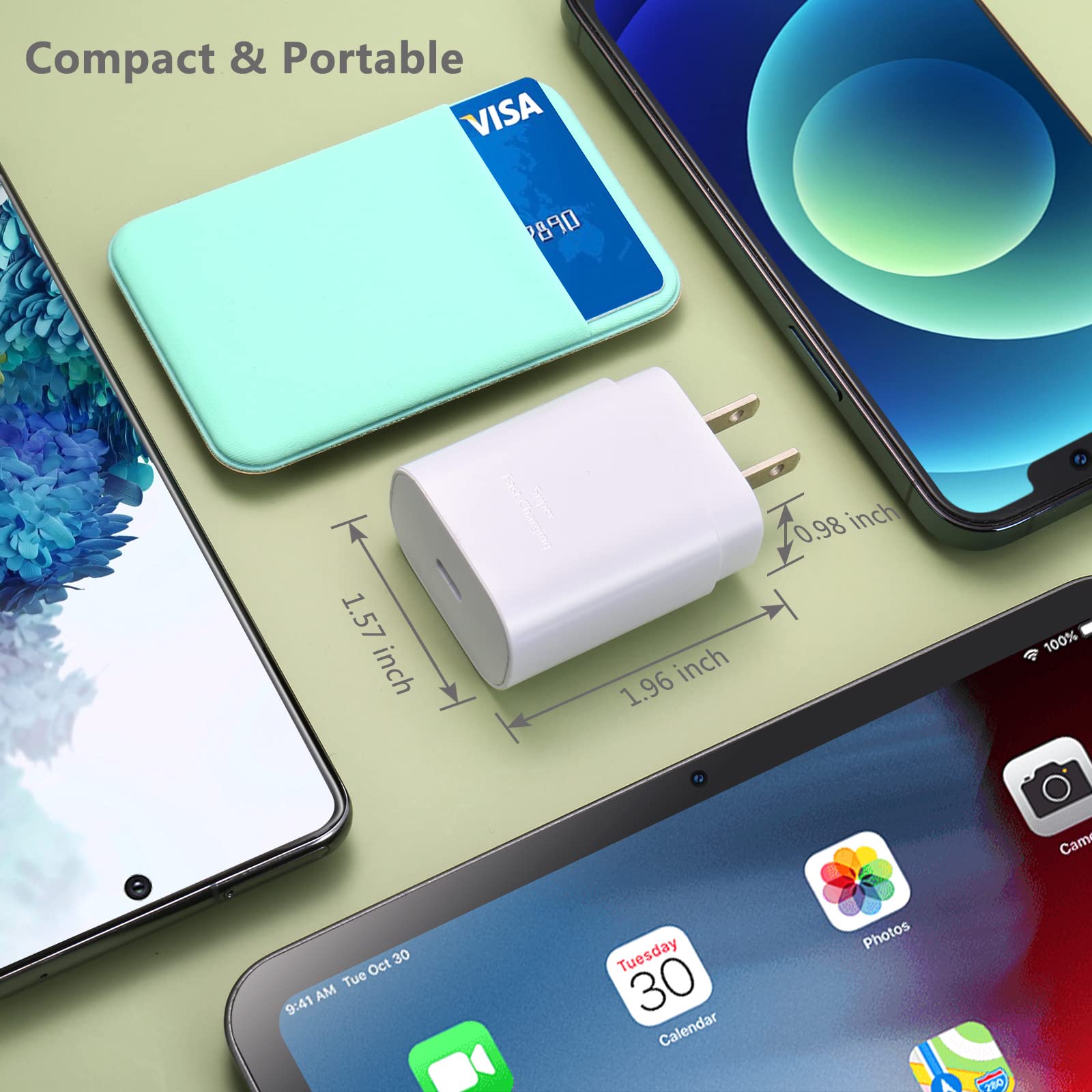 Costyle 3-Pack 25W USB C Fast Charger Block - Super Fast Charging for iPhone 15/14/13/12/11/XS/XR/SE, iPad Pro, Samsung Galaxy S25/S24/S23/S22/S21/S20 - Perfect for Home, Office & Travel (White)