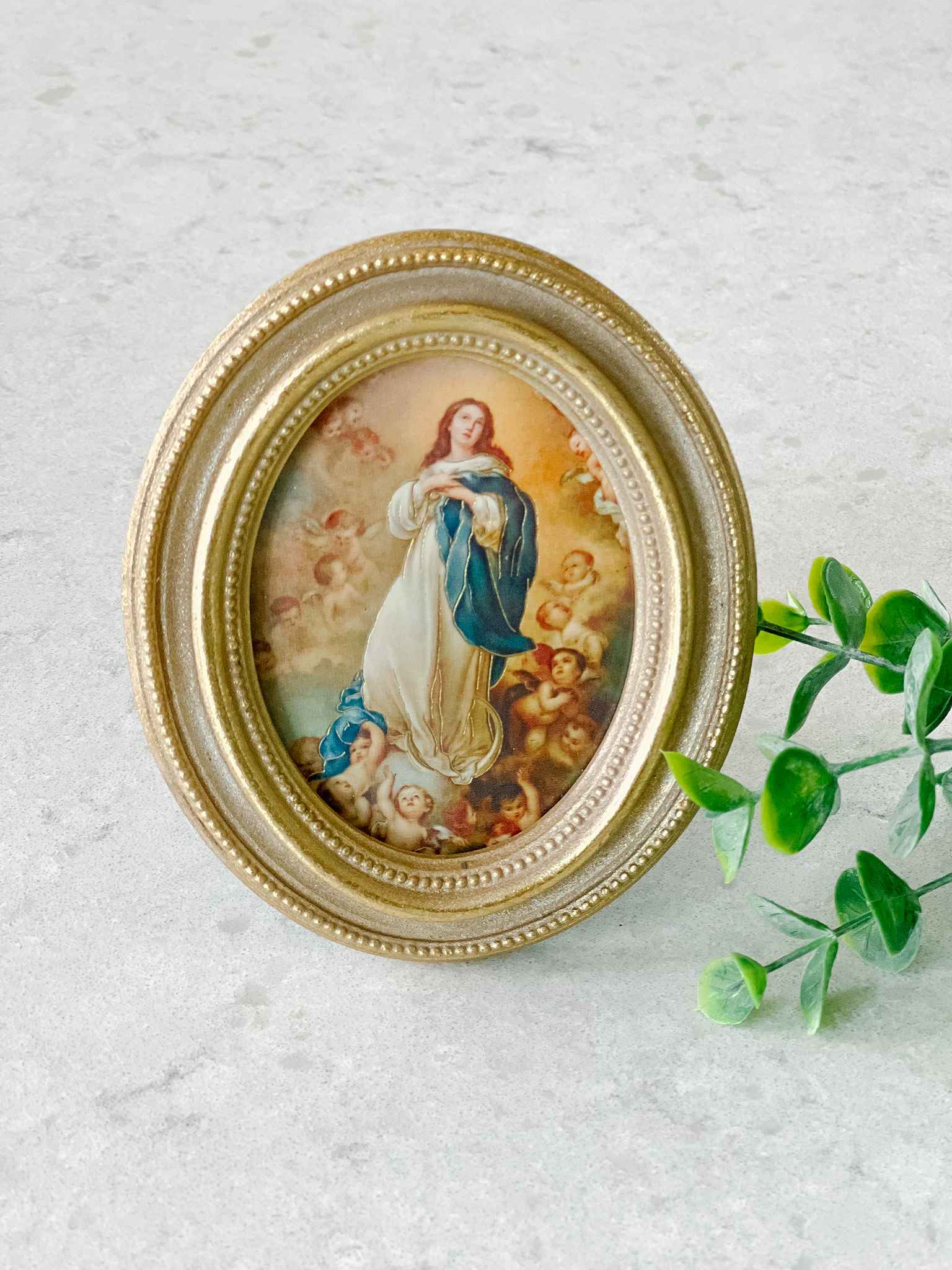 Petite Immaculate Conception Framed Art - Religious Home Decor for Wall Display in Living Room, Bedroom or Chapel