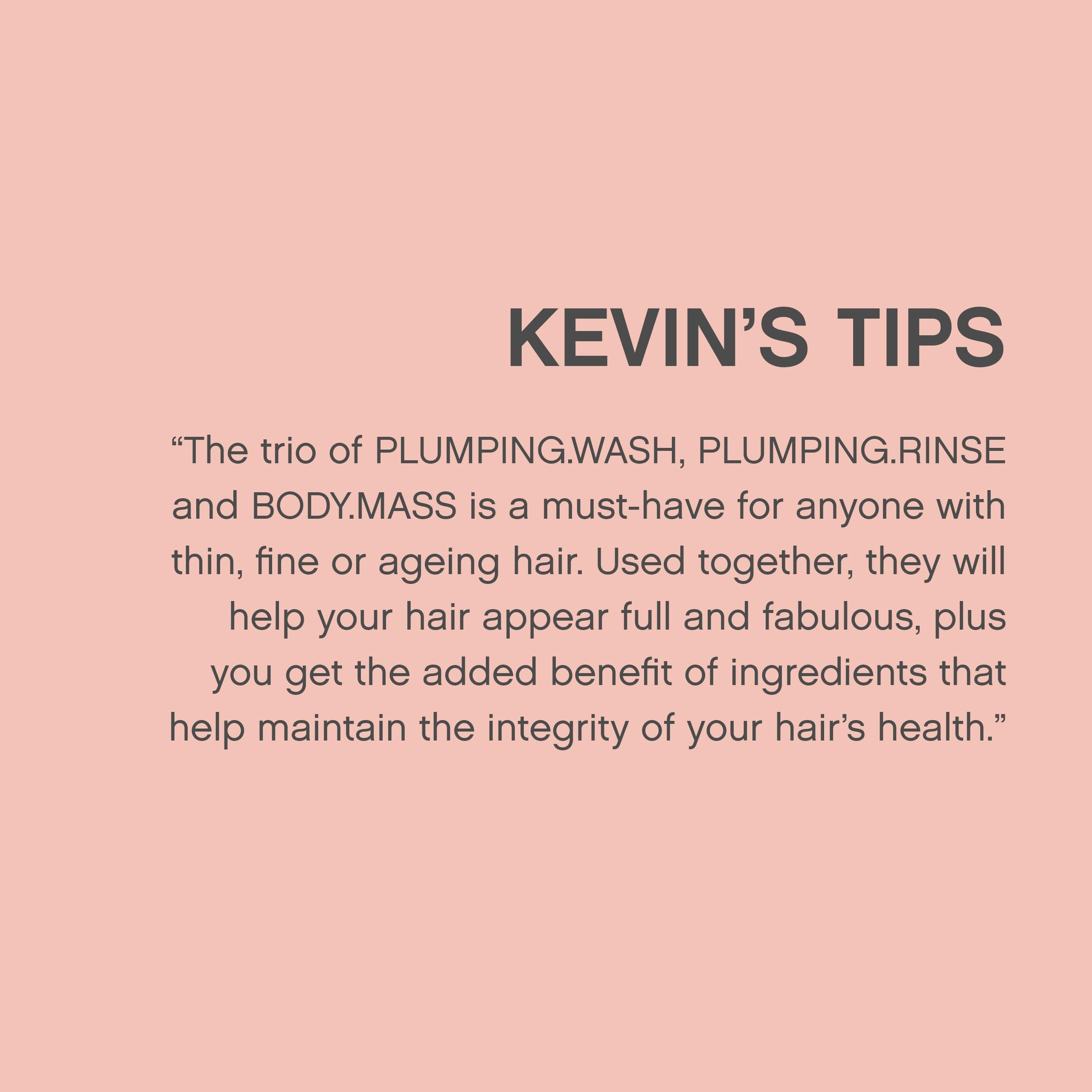 KEVIN.MURPHY PLUMPING.WASH, PLUMPING.RINSE & BODY.MASS - Volumizing Shampoo for Thin Hair - Thickening Conditioner - Leave-In Treatment - For Fine, Thin & Aging Hair - 3 Pack Set - Perfect for Daily Hair Care & Salon-Quality Results at Home