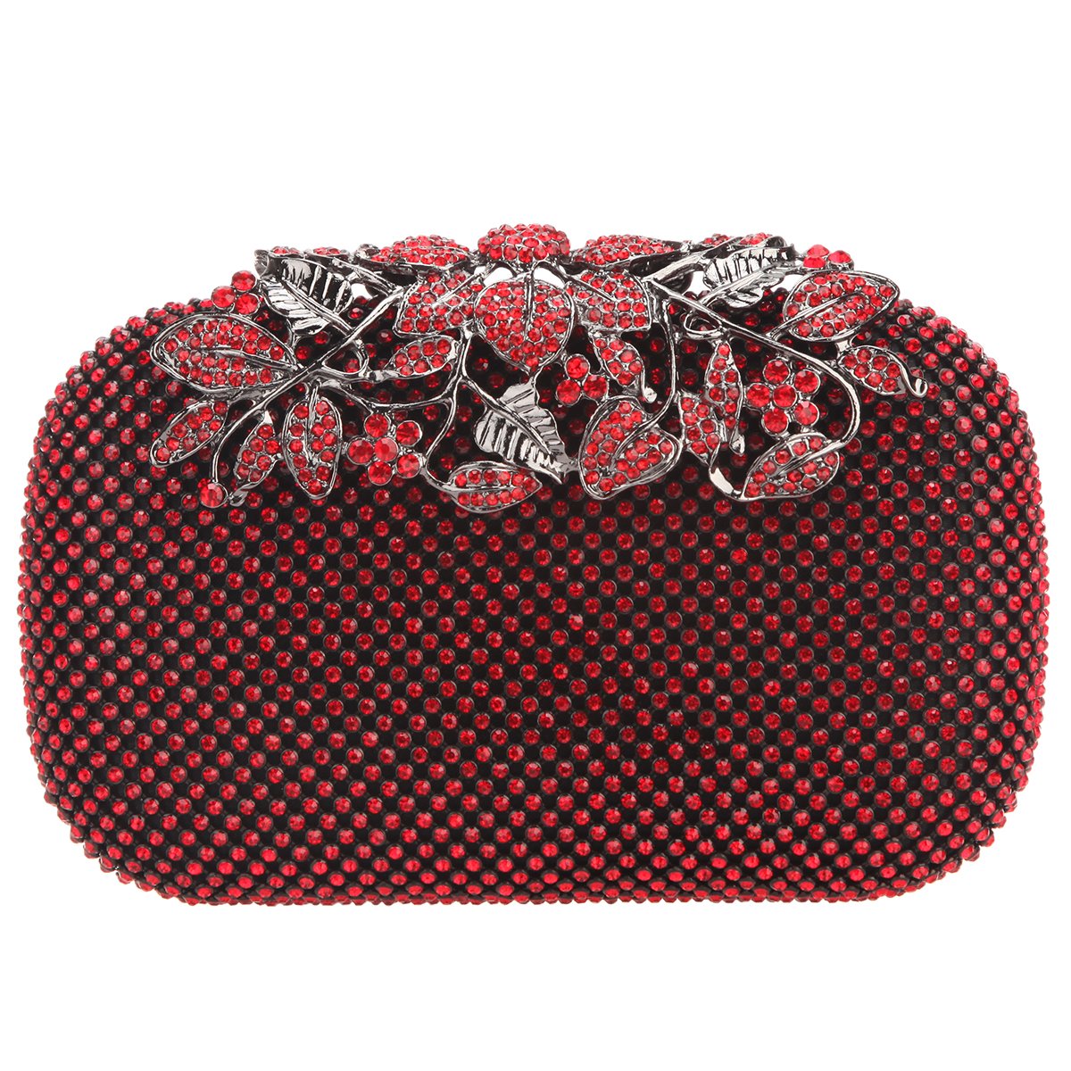 Fawziya Rhinestone Embellished Velvet Clutch Evening Bag for Women - Elegant Wedding, Prom, Party & Special Occasion Handbag