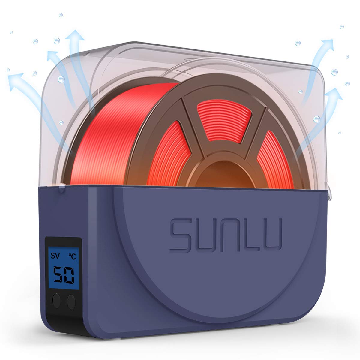 SUNLU Upgraded 3D Printer Filament Dryer Box with Fan - Filament Dehydrator Storage for 1.75mm/2.85mm/3.00mm PLA, ABS, PETG - Keep Filament Dry During 3D Printing (S1 Plus, Blue Grey) - Perfect for Home 3D Printing & Professional Workshops