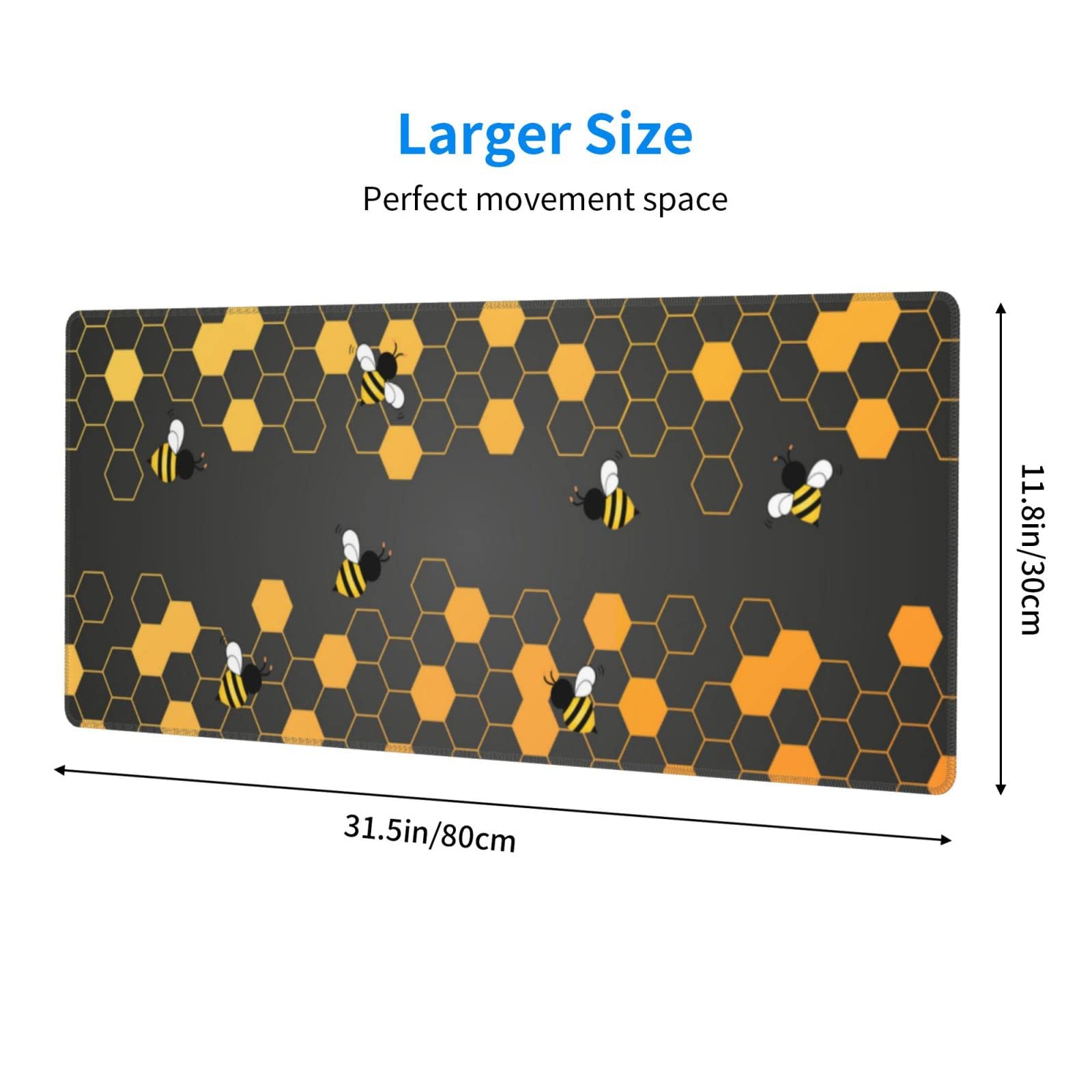 Bee Cute XXL Gaming Mouse Pad - 31.5x11.8 Inch Large Extended Mouse Mat with Non-Slip Base for PC, Laptop & Office Desk - Perfect for Gamers, Programmers & Graphic Designers