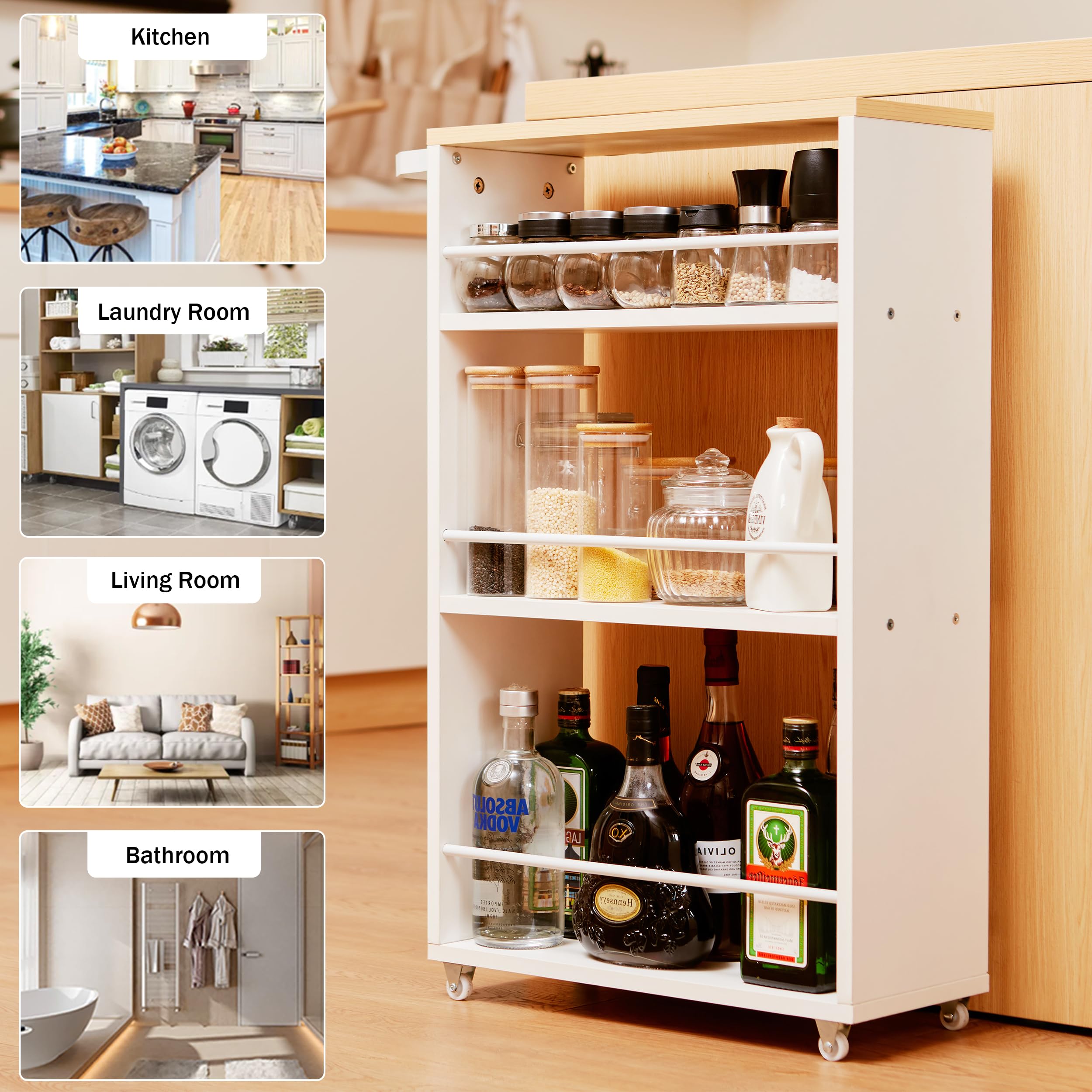 PrimeZone 4-Tier Slim Rolling Storage Cart - 18.5