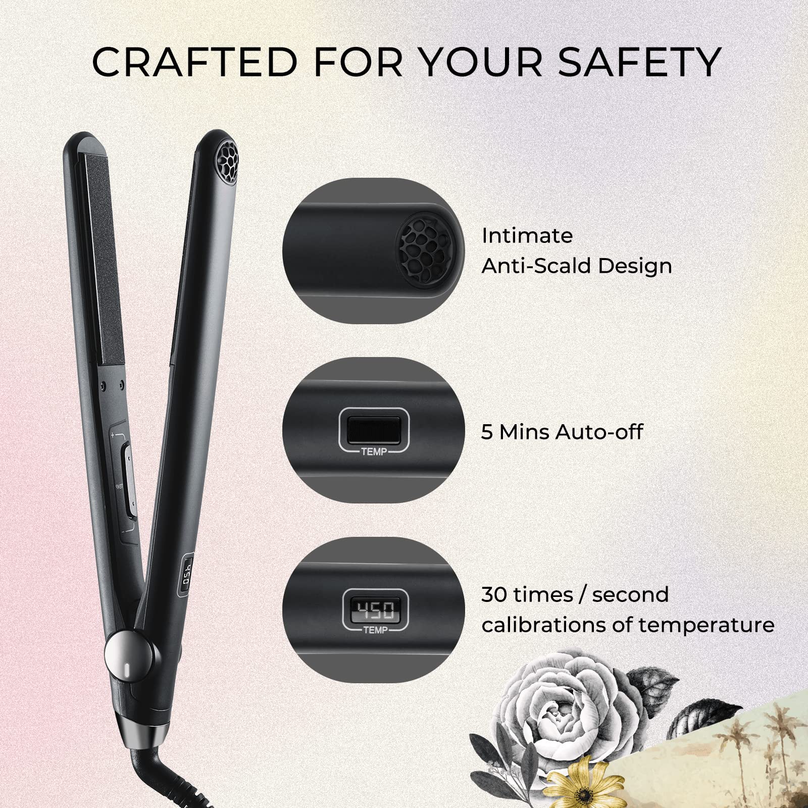 TYMO SWAY Professional 1 Inch Hair Straightener & Curling Iron - 10s Fast Heating, 32 Adjustable Temperature Settings, Dual Voltage, Auto Shut Off - Perfect for Travel, Home & Salon Styling