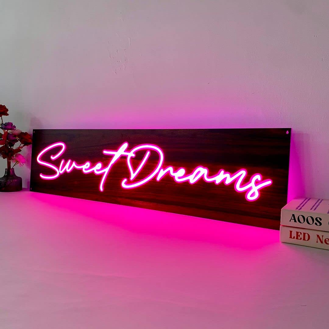Sweet Dreams Neon Signs for Wall Decor - Custom LED Bedroom Lights, Home & Aesthetic Room Decor - Perfect for Wedding, Party, Bathroom & Kitchen Lighting | Create Cozy Ambiance for Relaxation & Entertainment